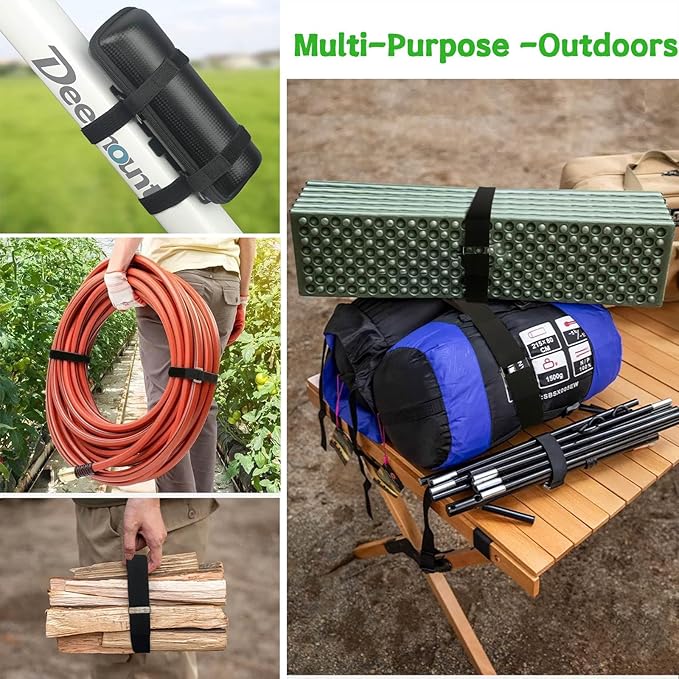 2inx32ft Hook and Loop Cable Straps with 25 Metal Buckles, Adjustable Fastening Straps, Reusable Free Cut Length Cord Straps