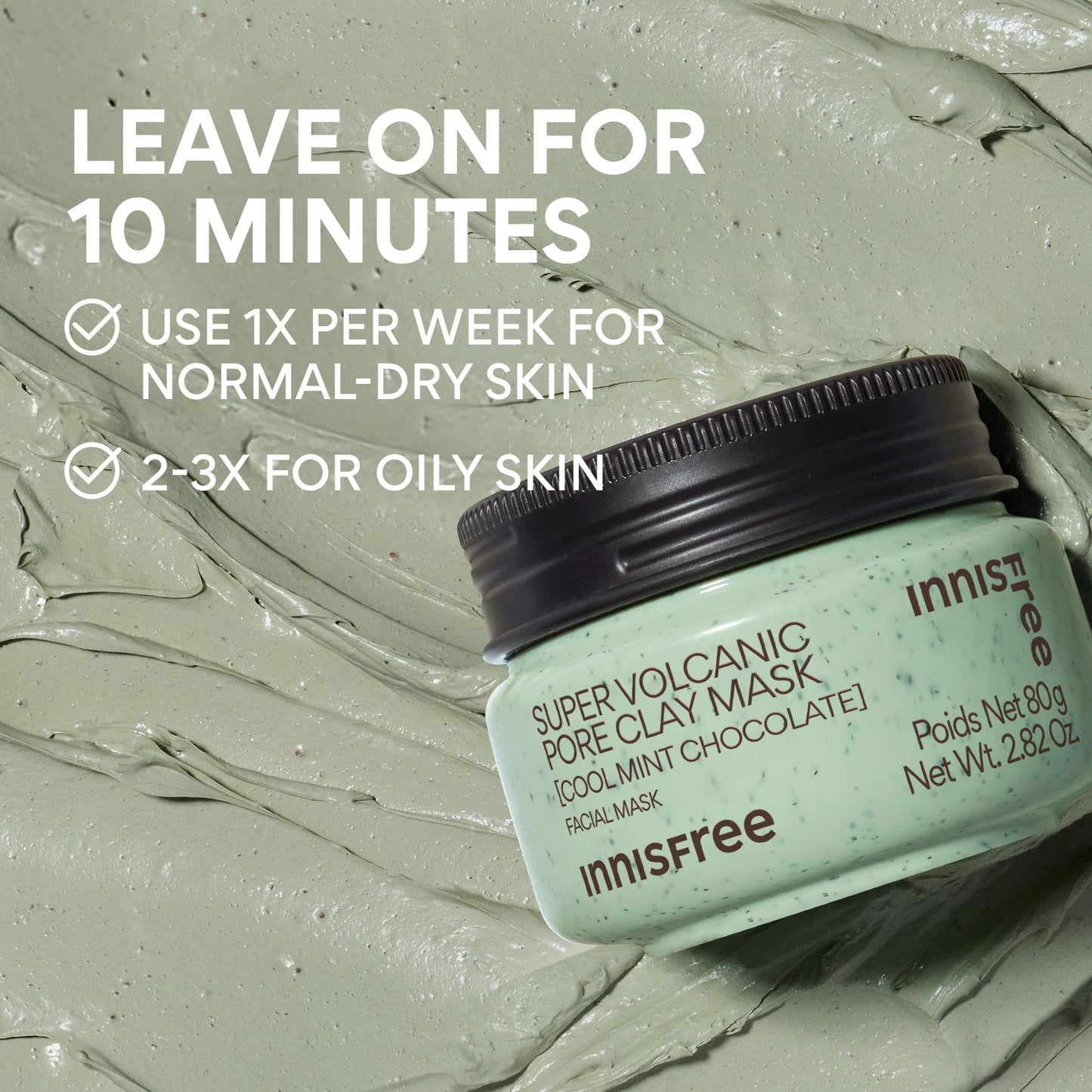 Innisfree Mint Chocolate Super Volcanic Clay Mask | Exfoliating Korean Mask with AHA and Hyaluronic Acid for Oily Skin | Cooling and Calming | Suitable for Normal to Dry Skin |Limited Edition