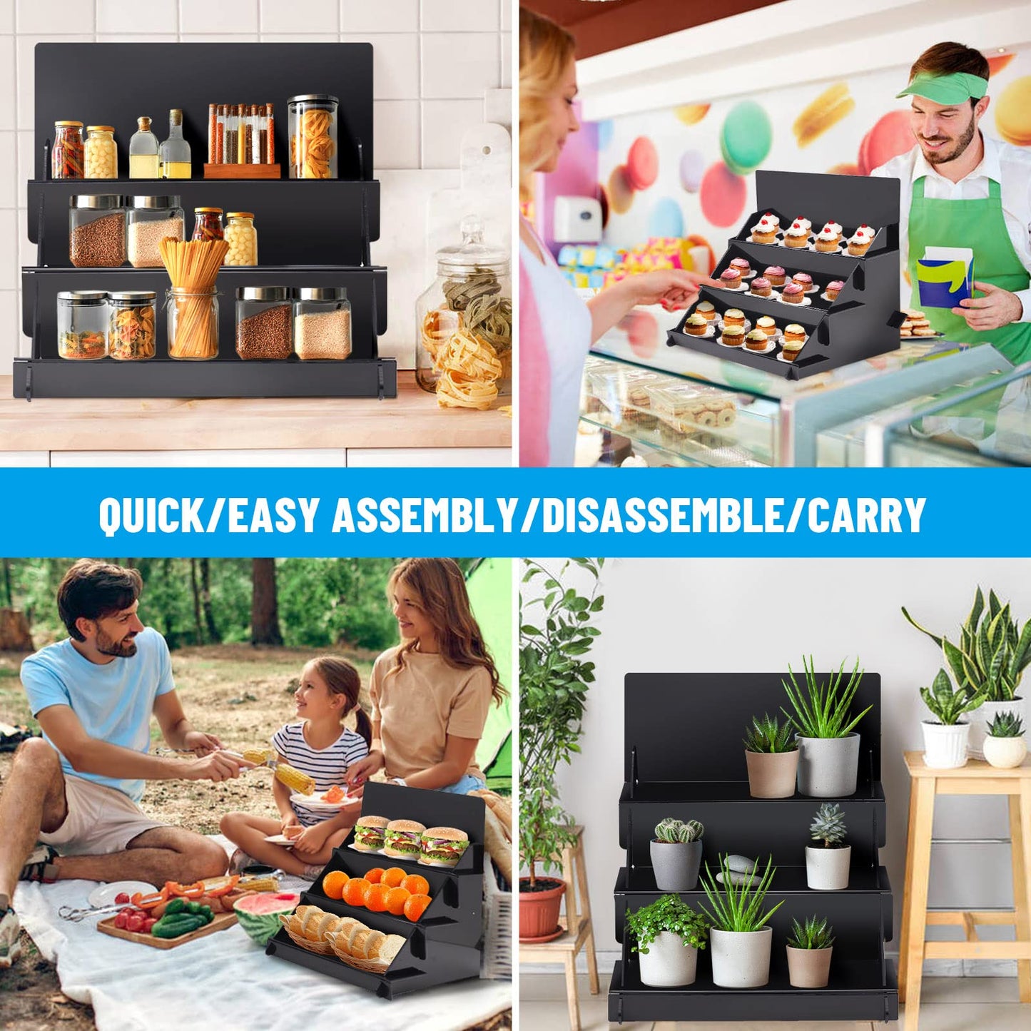 MgcSTEM 18.55"x16"x15" Portable Product Display Stand - Black Table for Craft Shows, Retail, Farmers Markets, Candy, Vendors - Repeatable Assembly/Disassembly Shelf