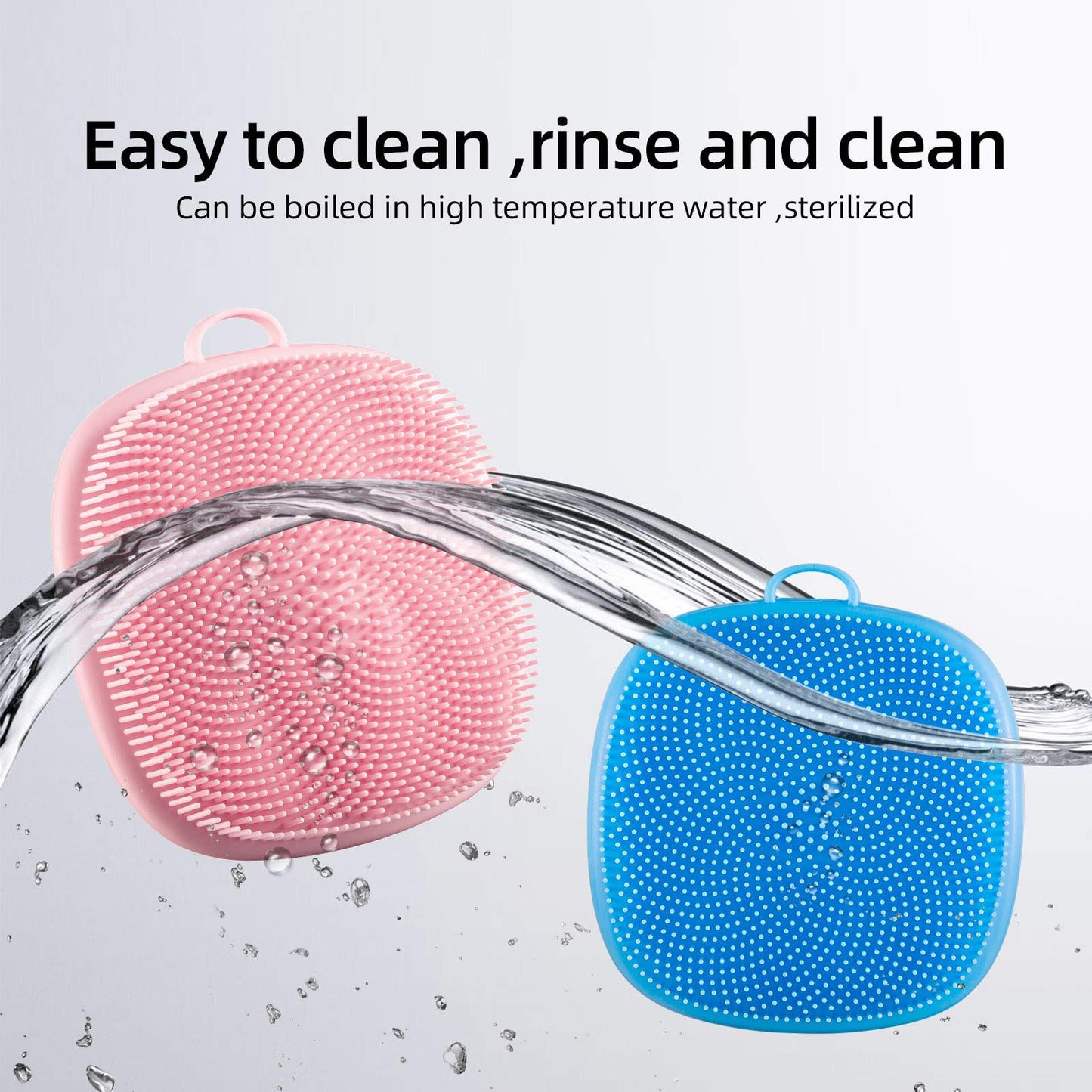 Silicone Face Scrubber for Men and Women, 2Pack Facial Cleansing Brush Silicone Face Wash Brush Manual Waterproof Cleansing Skin Care Face Brushes for Cleansing and Exfoliating (Blue_Pink)