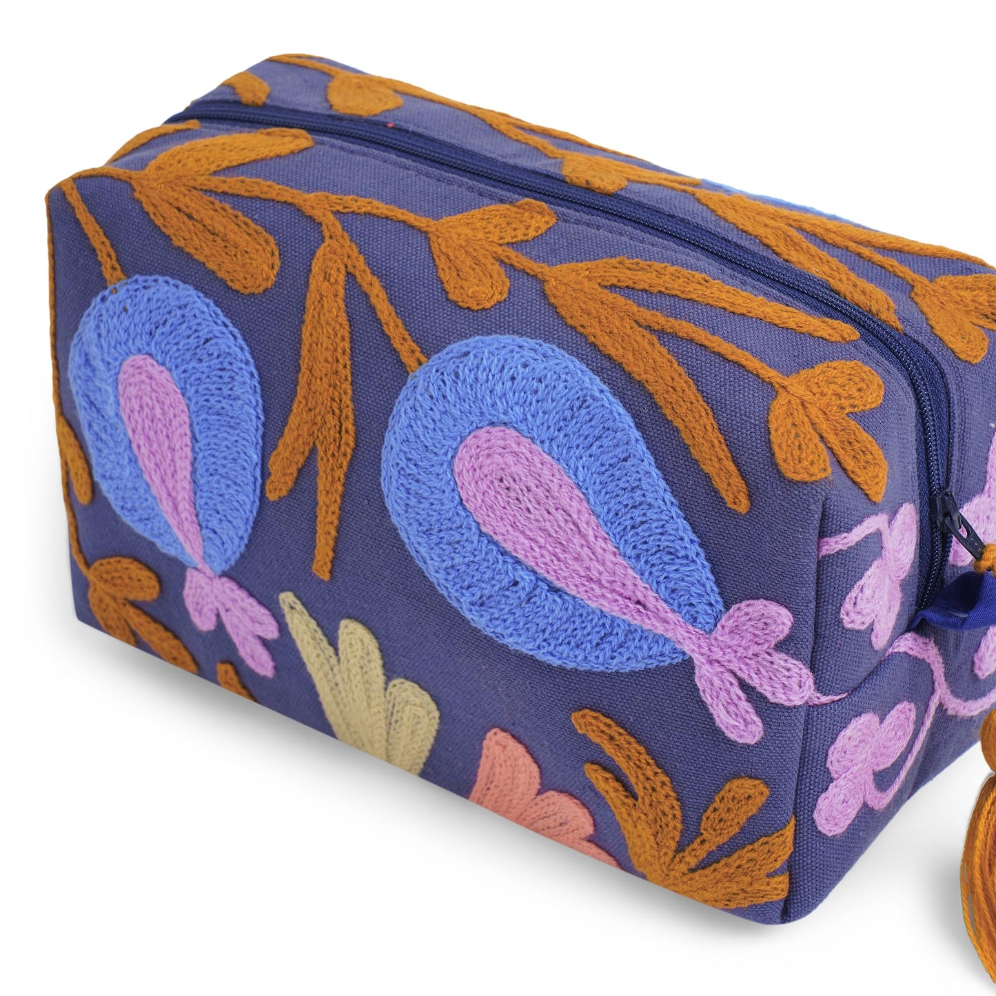 Huar Travel Makeup Bag- Large Capacity Cosmetic Bags for Women - Water Resistance Lining Portable Pouch & Open Toiletry Bag - Perfect Girls Makeup Organizer for Travel Essentials (Dark Blue)