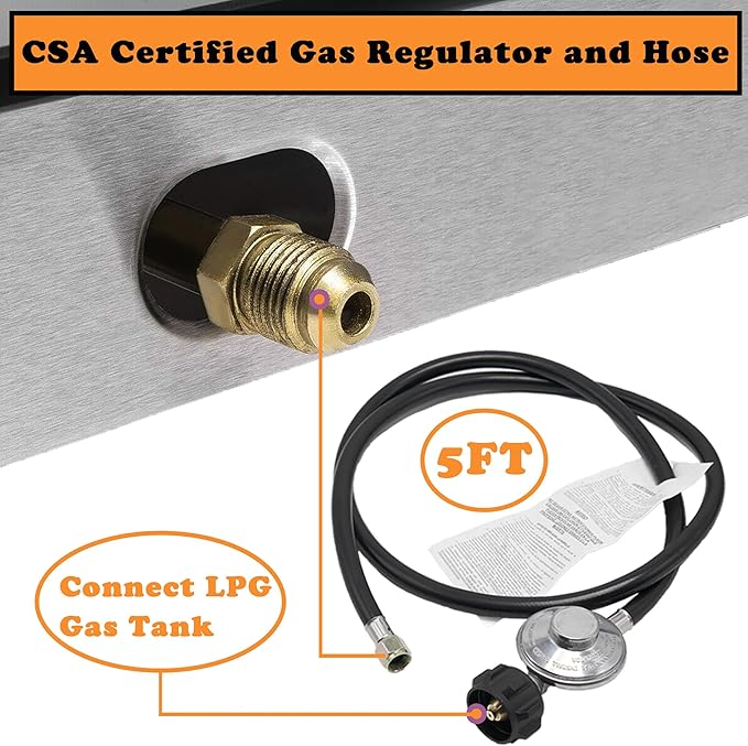 3 Burner Propane Gas Cooktop,Camping Portable LPG Gas Stove, Auto Ignition Tempered Glass Countertop Regulator Burner Grate