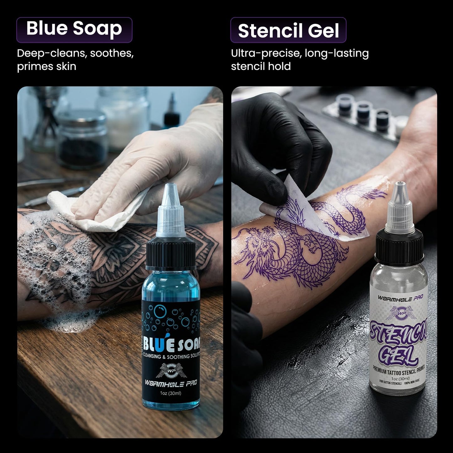 Wormhole 2PCS 2,300mAh Batteries Tattoo Gun Kit 8PCS 30ML Tattoo Inks Wireless Tattoo with 7 Adjustable Strokes Smart Display with 4 Memory Storage 3 Working Modes for Artist WTK0293
