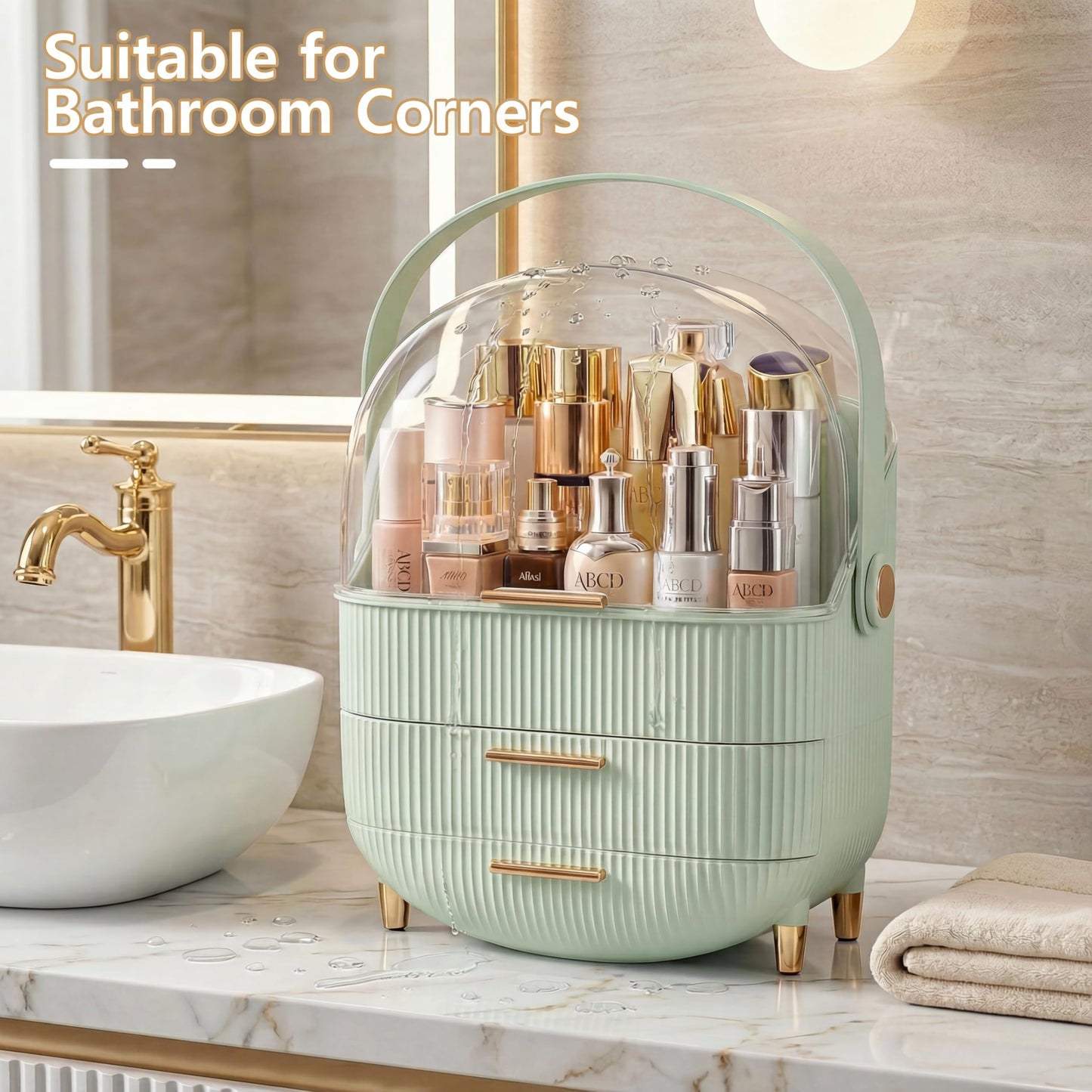 Makeup Organizer Skincare Organizers - Cosmetic Display Cases with Transparent Cover, SkinCare Organizers for Bathroom Countertop, Bedroom Vanity Desk, Lipstick Organizer, White