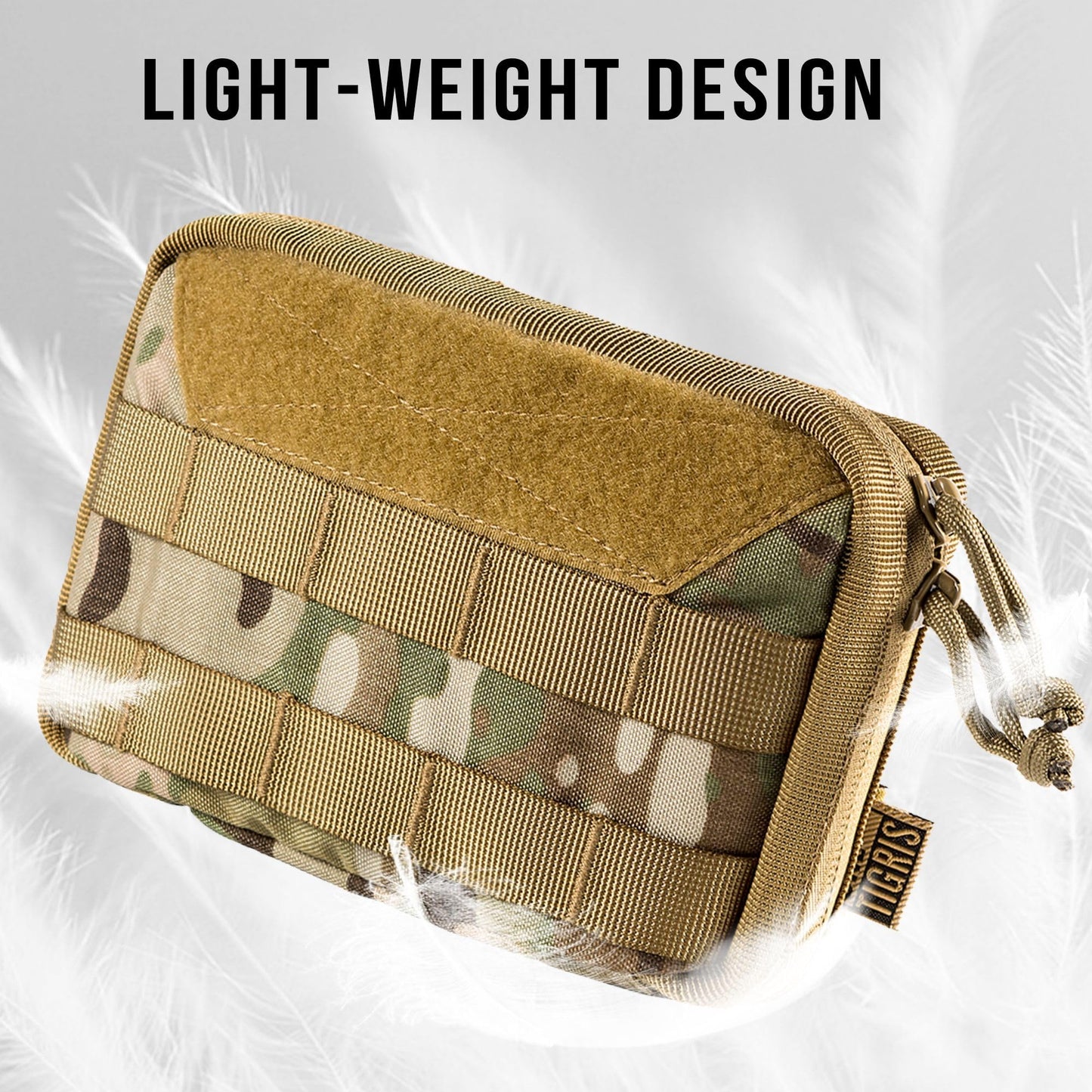 OneTigris MOLLE Pouch, Tactical Admin Pouch Belt EDC Tool Organizer Zippered Utility Waist Pack 8" x 5" x 2.5"