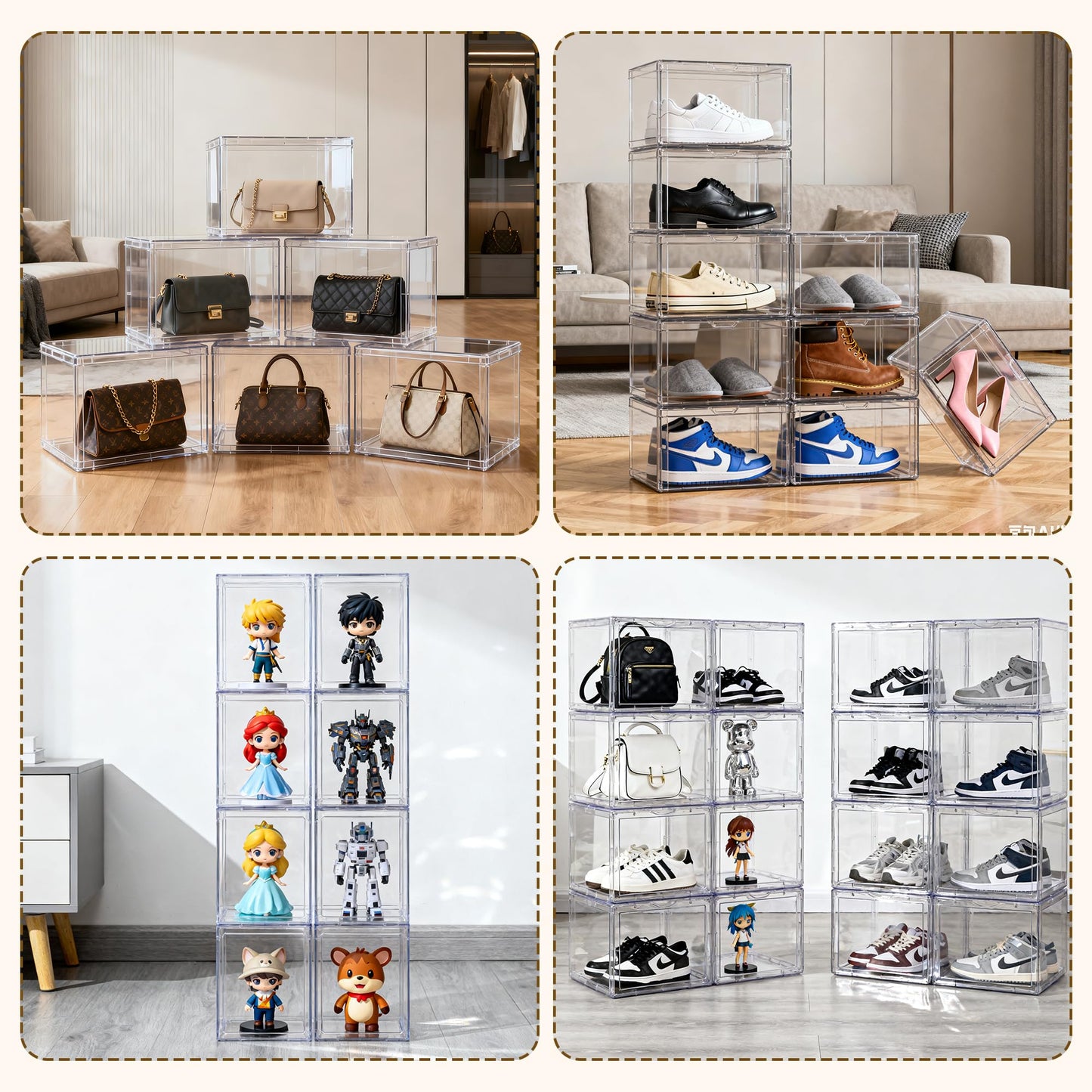 CELSOL Clear Acrylic Display Case – Stackable Storage Box with Magnetic Lid, Dustproof Organizer for Collectibles, Figures, Shoes, and Books – Large Size 14.2"x8.7"x10.6"