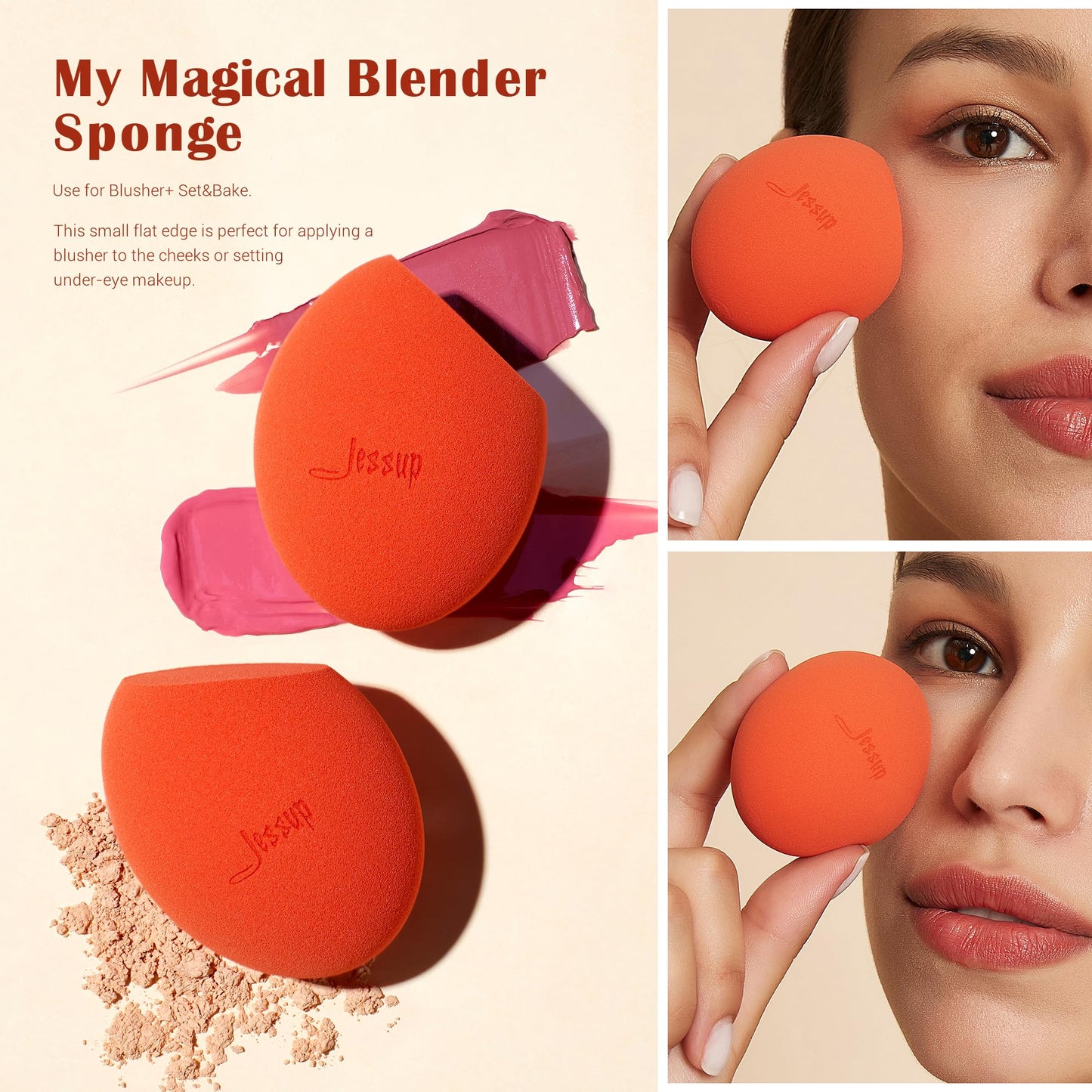 Jessup Vegan Makeup Brushes Set T327 with Makeup Sponge SP013