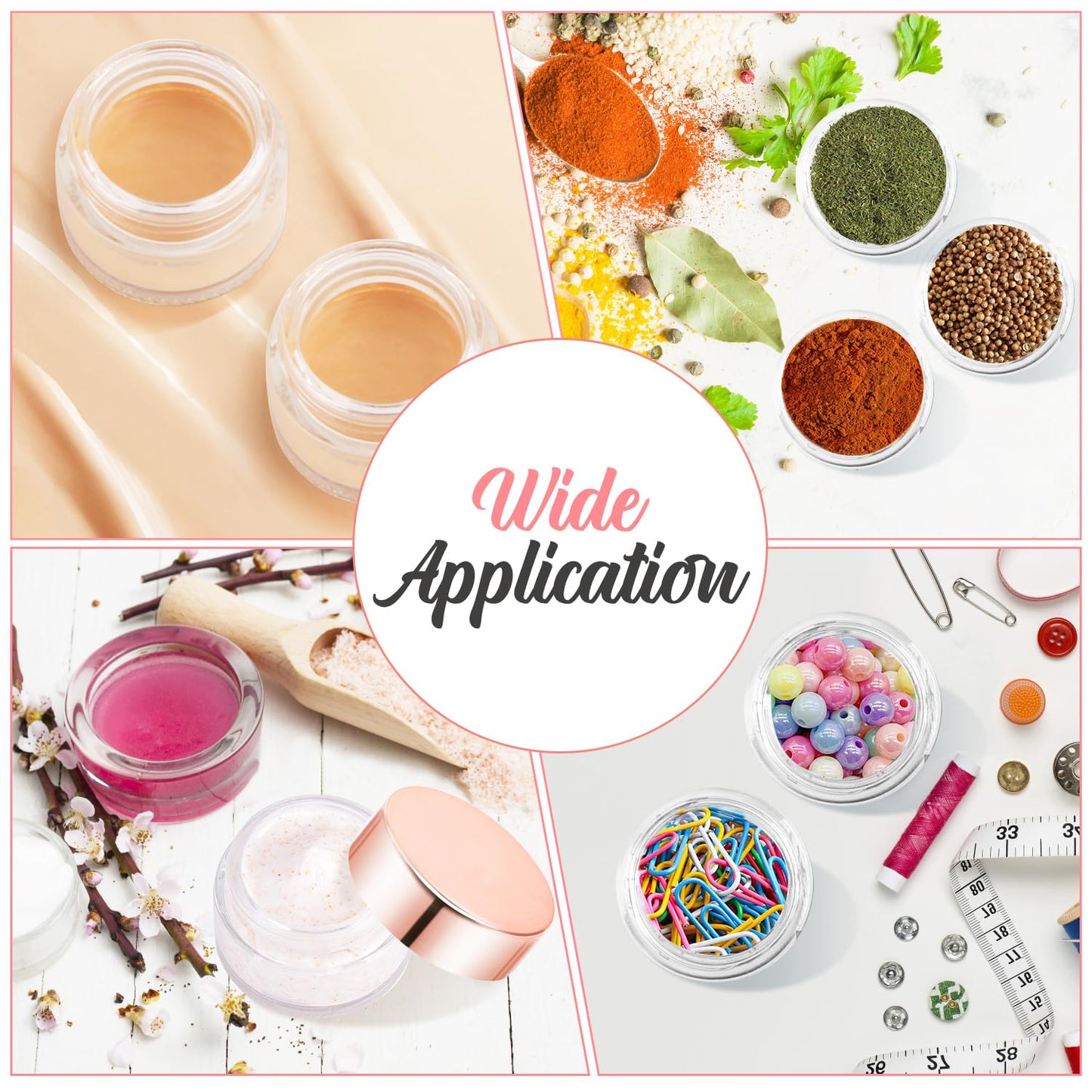 12 Pcs 15g/0.5oz Glass Jars Mini Round Canning Jar Clear Empty Cosmetic Container with Rose Gold Lid for Lip Scrub Cream Lotion Ointments Powder Beads