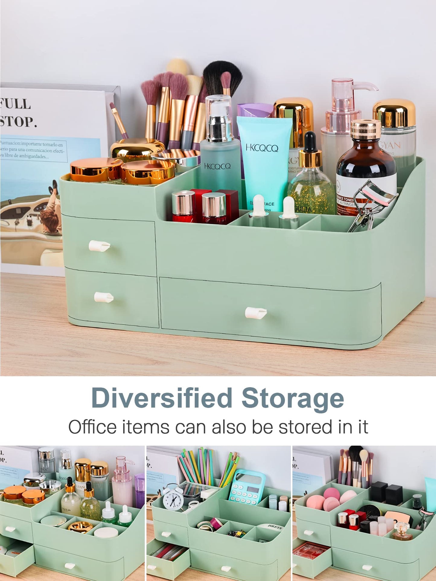 ONXE Makeup Organizer with Drawers,Large Capacity Countertop Organizer for Vanity,Bathroom and Bedroom Desk Cosmetics Organizer for Skin Care,Brushes, Eyeshadow, Lotions, Lipstick, Nail Polish