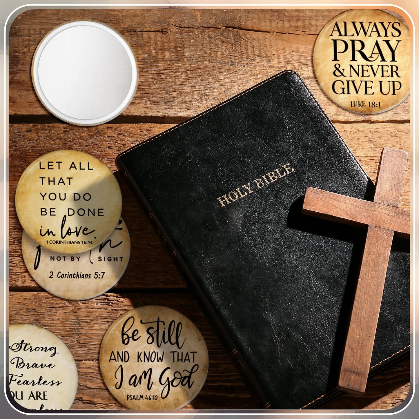 GlikCeil 36 Pcs Mini Christian Compact Mirrors for Women Church Gifts Retro Inspirational Bible Verse Pocket Makeup Mirrors Religious Gift for First Communion Church Baptism Party Favors