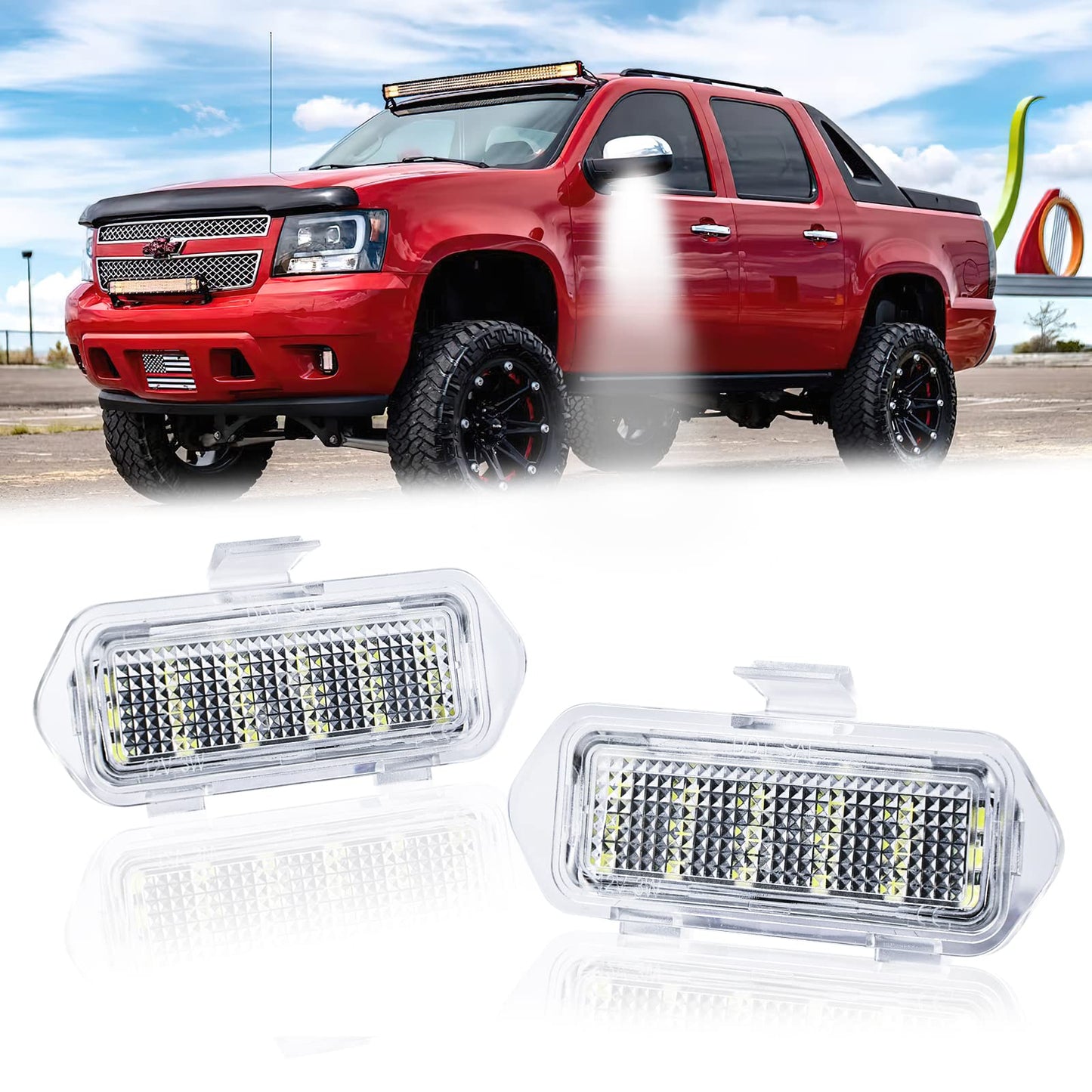 LED Puddle Mirror Lights for Chevy Silverado 1500 Classic Avalanche 1500 2500 GMC Sierra 1500 Classic Cadillac Escalade/Escalade ESV EXT Yukon XL 1500 2500, 6000K White