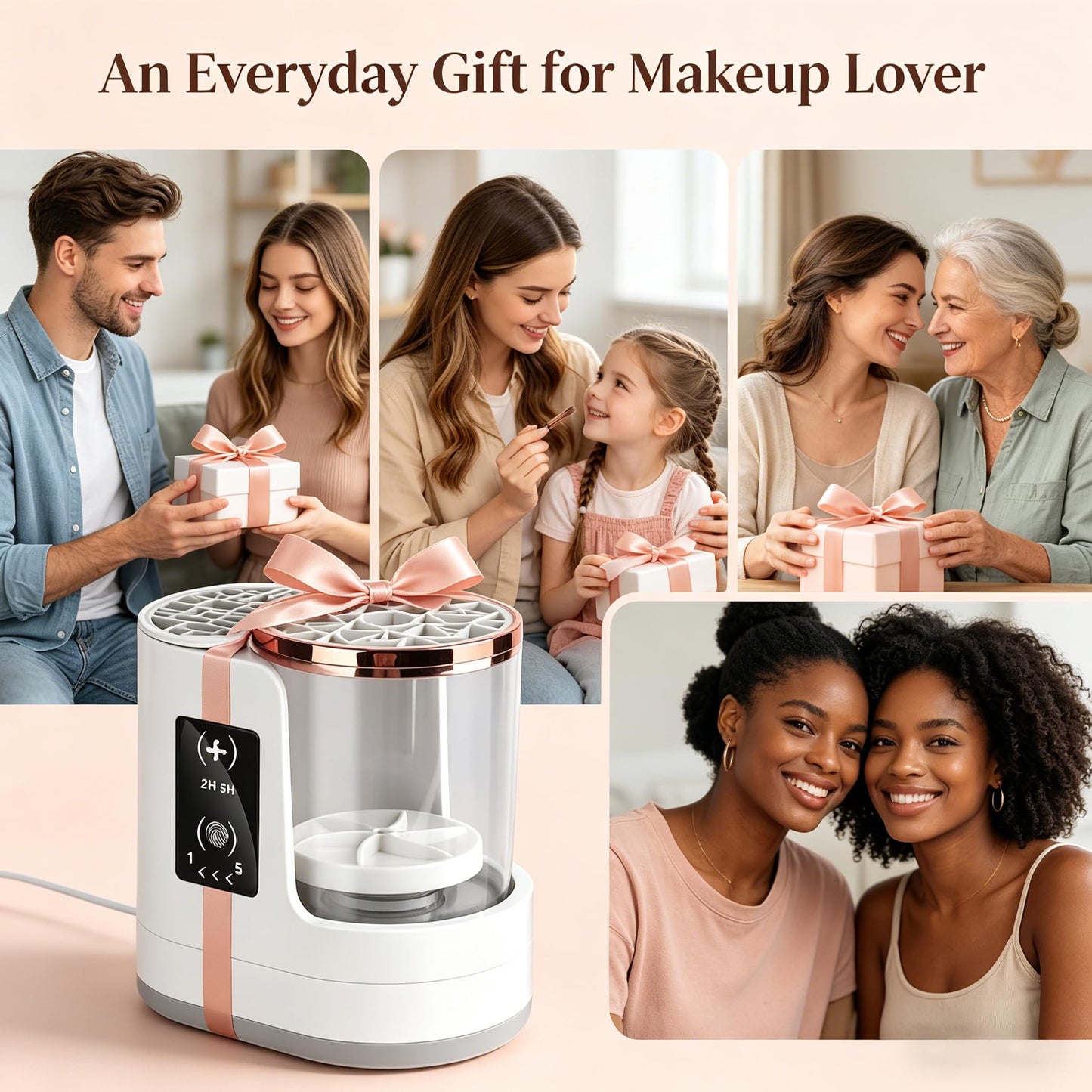 Hublaolss 3 IN 1 Electric Makeup Brush Cleaner & Dryer Machine, Automatic Makeup Brush Cleaner, Portable USB Cosmetic Brushes Cleaner Tool for All Size Beauty Makeup Brush Set, Blush Brush, Sponges