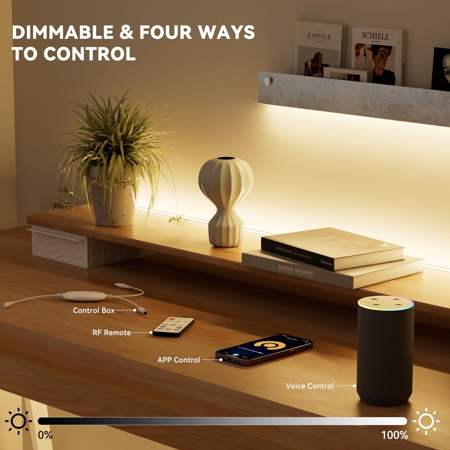 PAUTIX COB LED Strip Light 65.6ft/20m,Work with Alexa/Google Assistant,9600 LEDs Warm White 3000K,CRI93+ Super Bright High Lumen,Dimmable 24V Flexible LED Light Strip,for Bedroom,Ceiling,Office,DIY