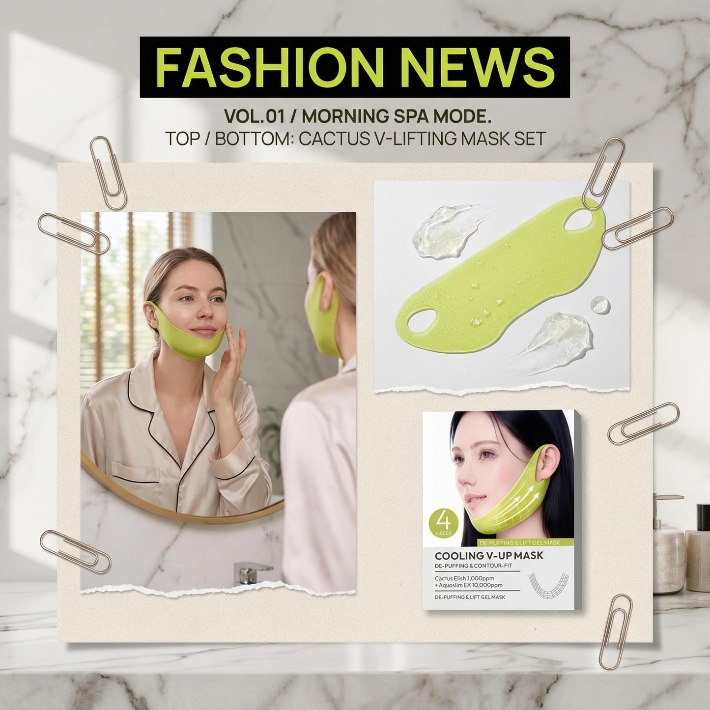 Cactus Cooling Face Lift Band, V-Lift Tightening Neck Mask, Instant Jawline Definition, Anti-Aging Chin Strap, Invisible Face Lift Tape, Overnight Neck Firming,Gift Set for Women (1)