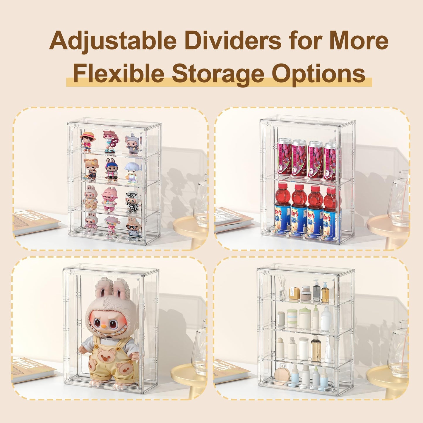 BOHOIDEE 4 Tiers Clear Display Case for Figures, Acrylic Storage Organizers Box with Magnetic Door, Wall-Mounted Dustproof Showcase for Collectibles Action Figure(1PACK, Wall-Mounted Extra Large)