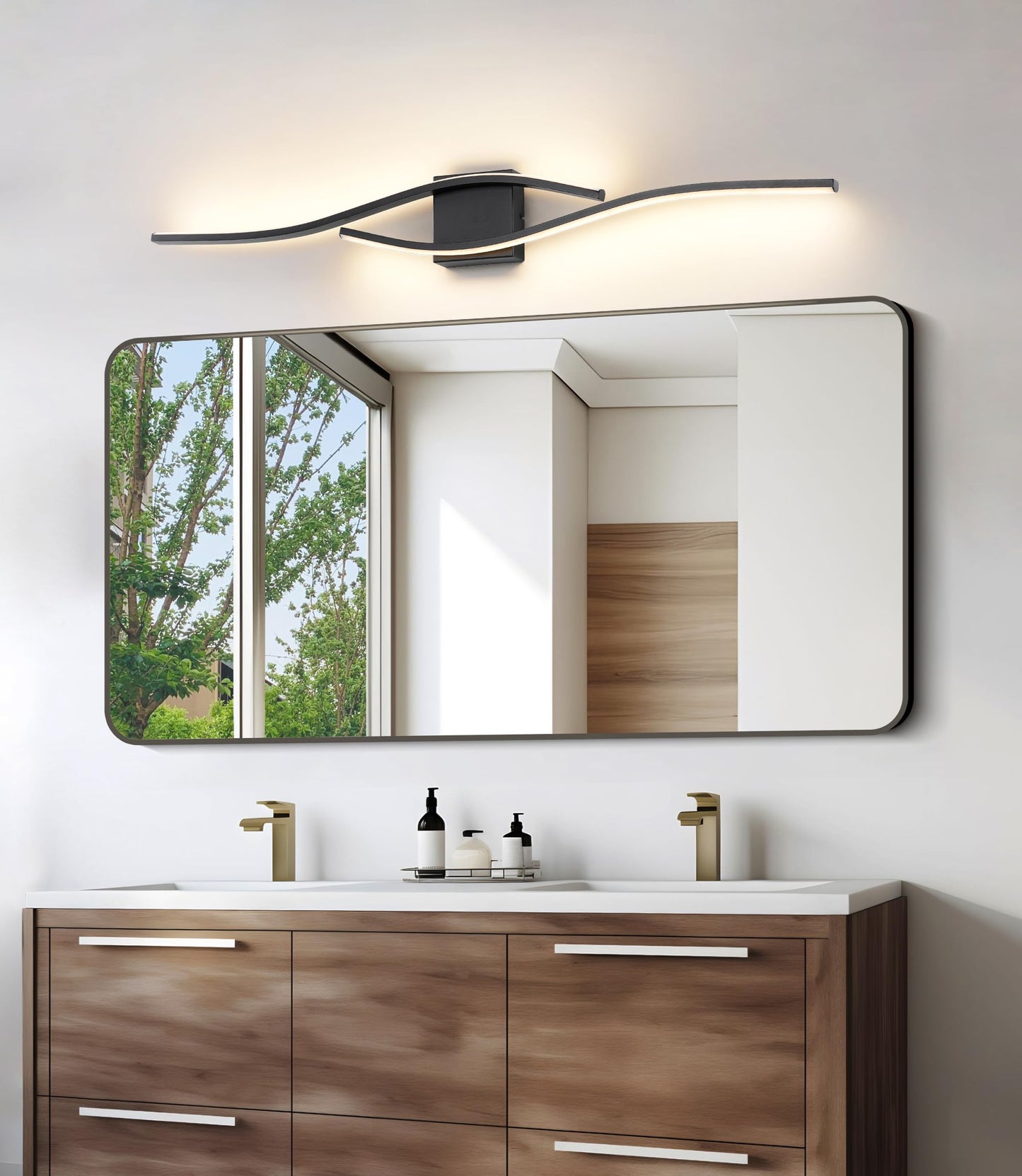 Joossnwell Bathroom Light Fixture Over Mirror 39.37 Inch Vanity Lights Bar for Bathroom Dimmable 5CCT Modern Vanity Light Black Led Bath Light Wall Lamp