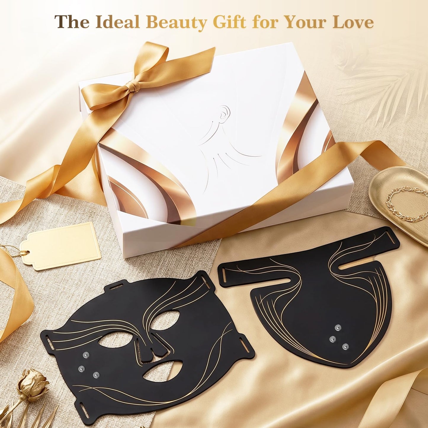 Red Light Mask for Face and Neck, Rechargeable LED Face Mask Set with 2 Light Modes, 3 Wireless Controllers, Red Light Face Mask for Home Travel Use