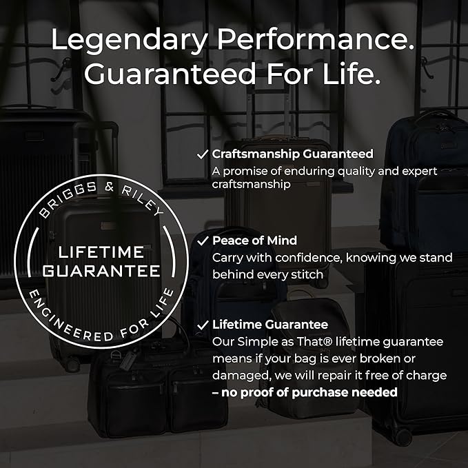 Briggs & Riley Essential 22" Carry-On Expandable Spinner - Carry On Luggage for Travel, Suitcases with Wheels, Hardside Rolling Bag for Men & Women, Front Pocket - Sympatico Collection, Navy