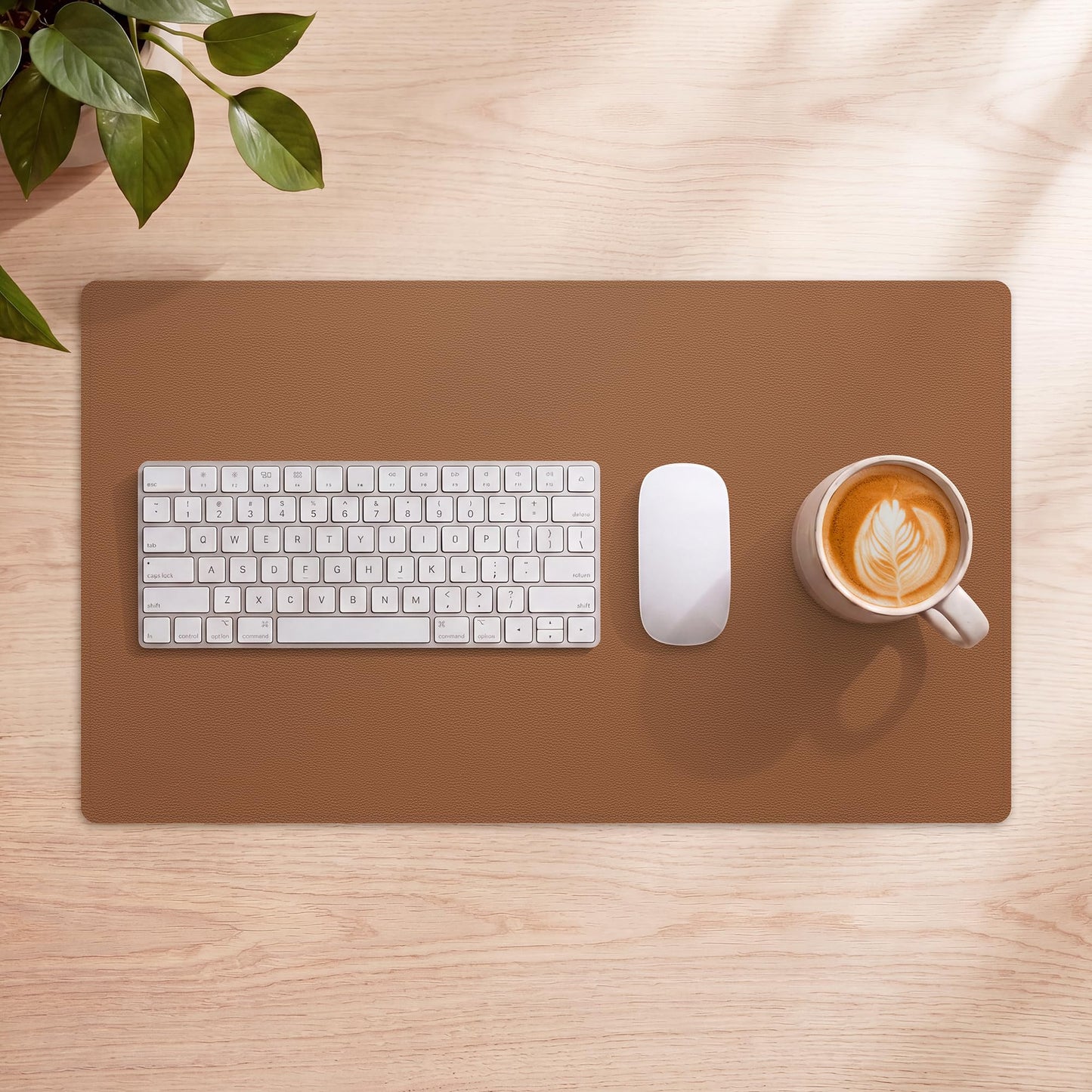 AFIING Leather Desk Mat 35.4" x 17", Brown