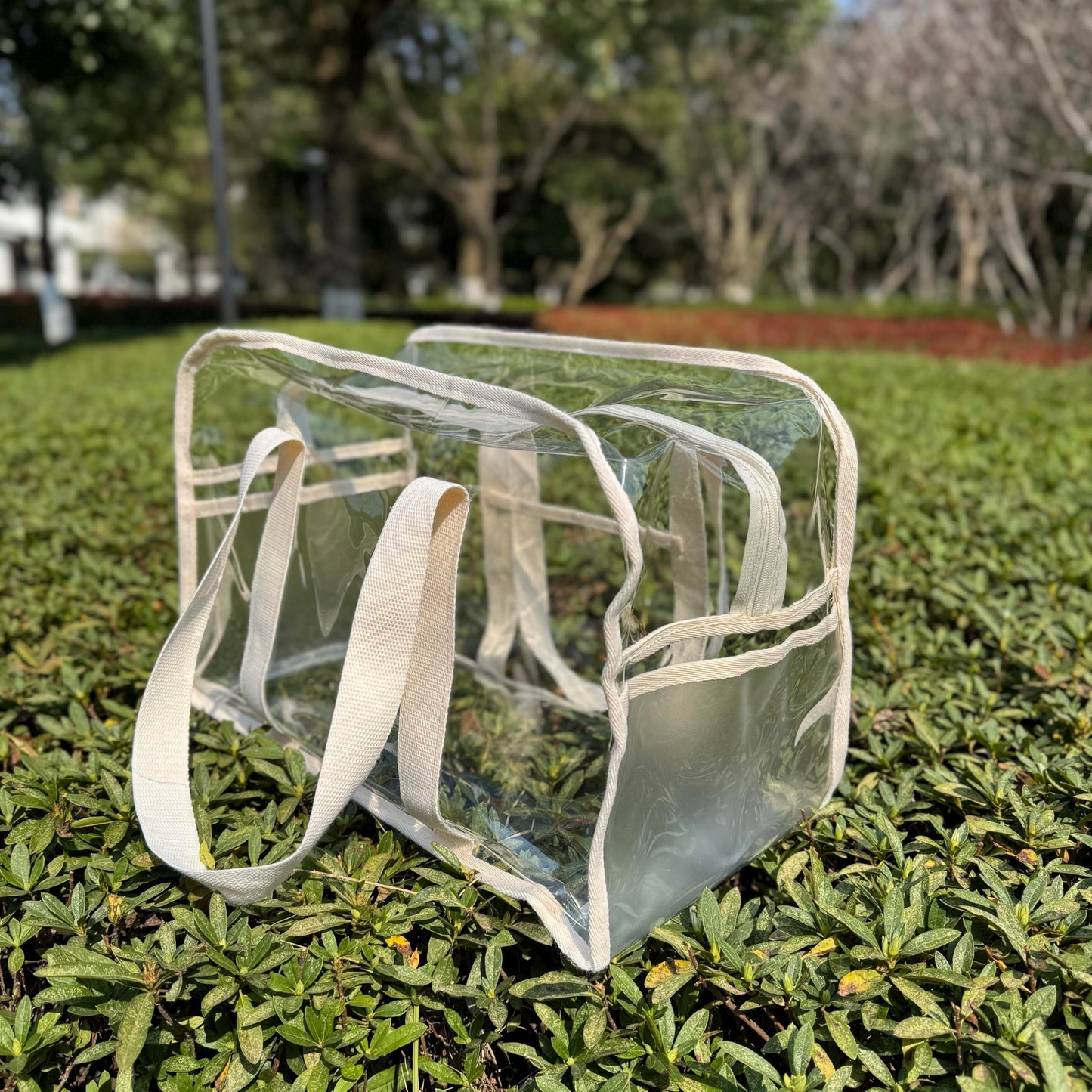 Augbunny Clear Toiletry Bag Large Cosmetic Bag Travel Beach Bag With 2 Side Pockets