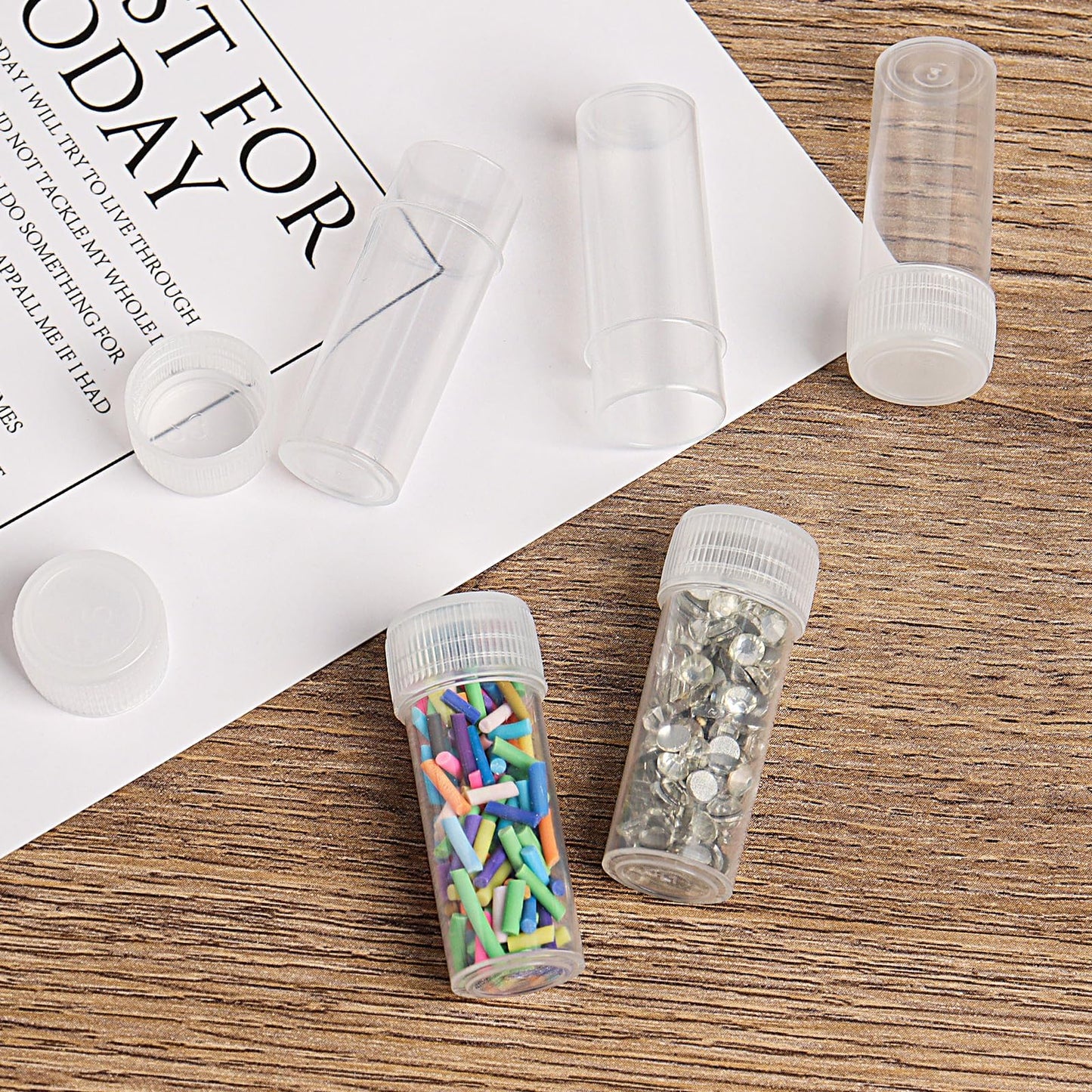 SBYURE 120 Pieces 5 ML Plastic Sample Bottles Vial Storage Mini Clear Storage Case with Lid Vial Storage Container Test Tube for Small Items