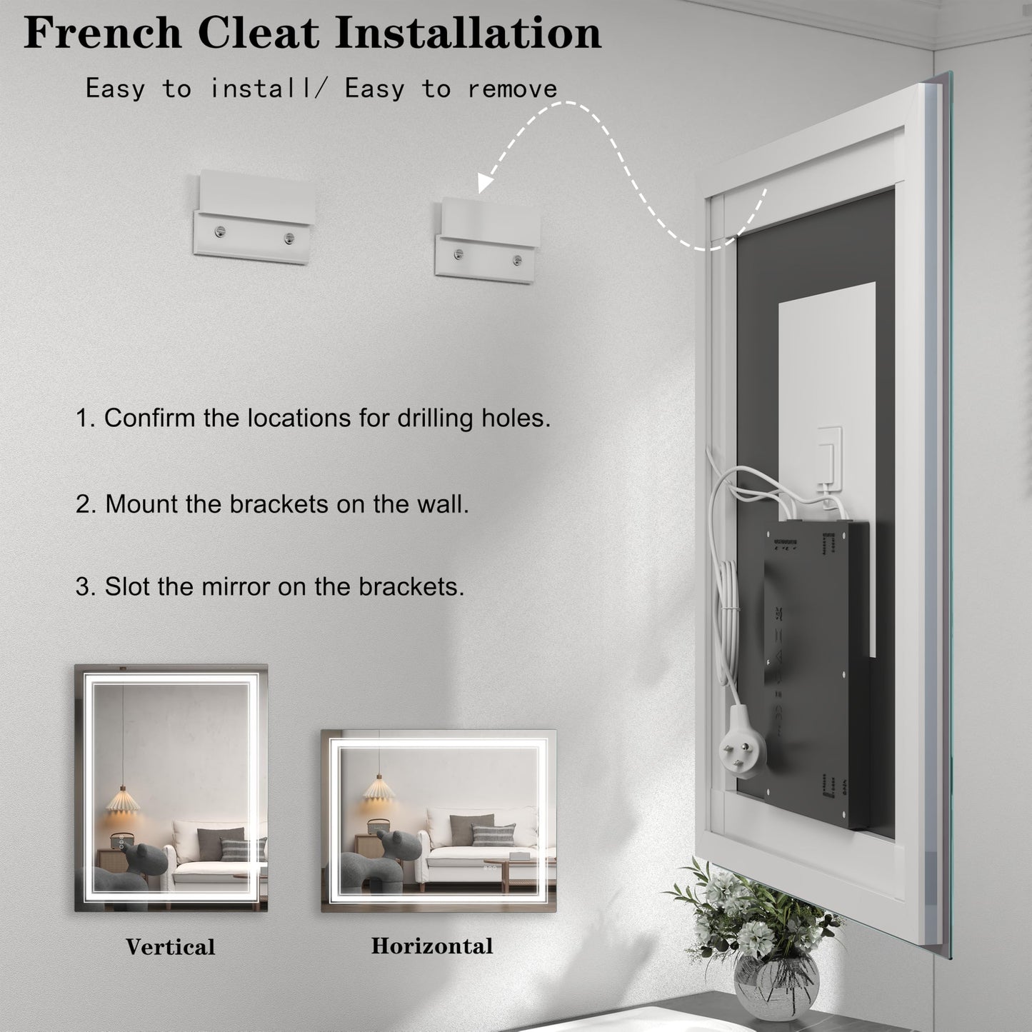 GOLOMO 66x36 LED Bathroom Mirror, Lighted Mirror for Bathroom Wall, Backlit and Front lit, Dimmable, Anti-Fog, Shatterpoof, Memory (Horizontal/Vertical)