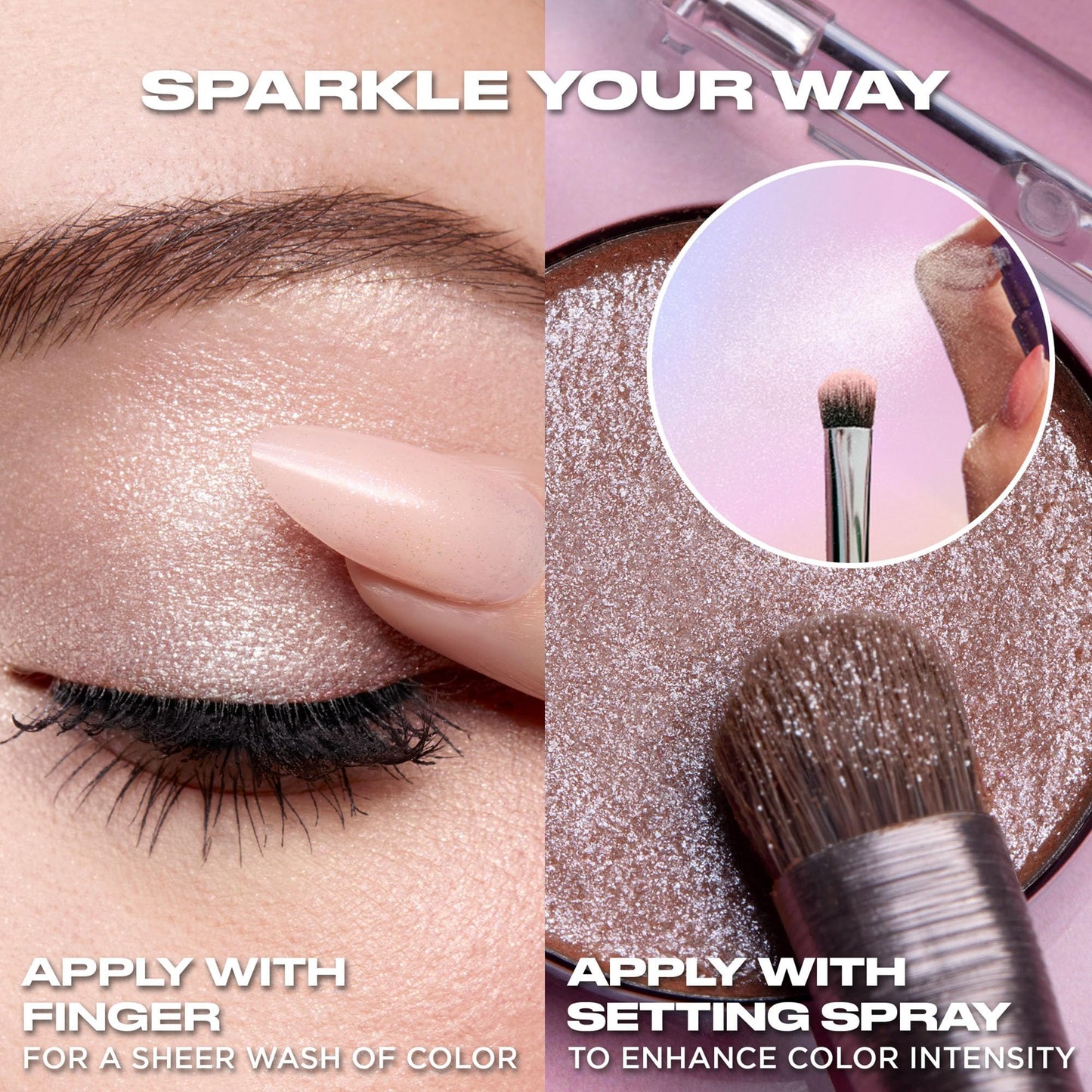 Urban Decay 24/7 Moondust Glitter Eyeshadow Single - Sparkly Eye Glitter Makeup, Long-lasting, Highly Reflective Shimmer, Eye Shadow Topper, Crushin' Hard (Peach Pink with Silver Pearls) - 0.06 oz