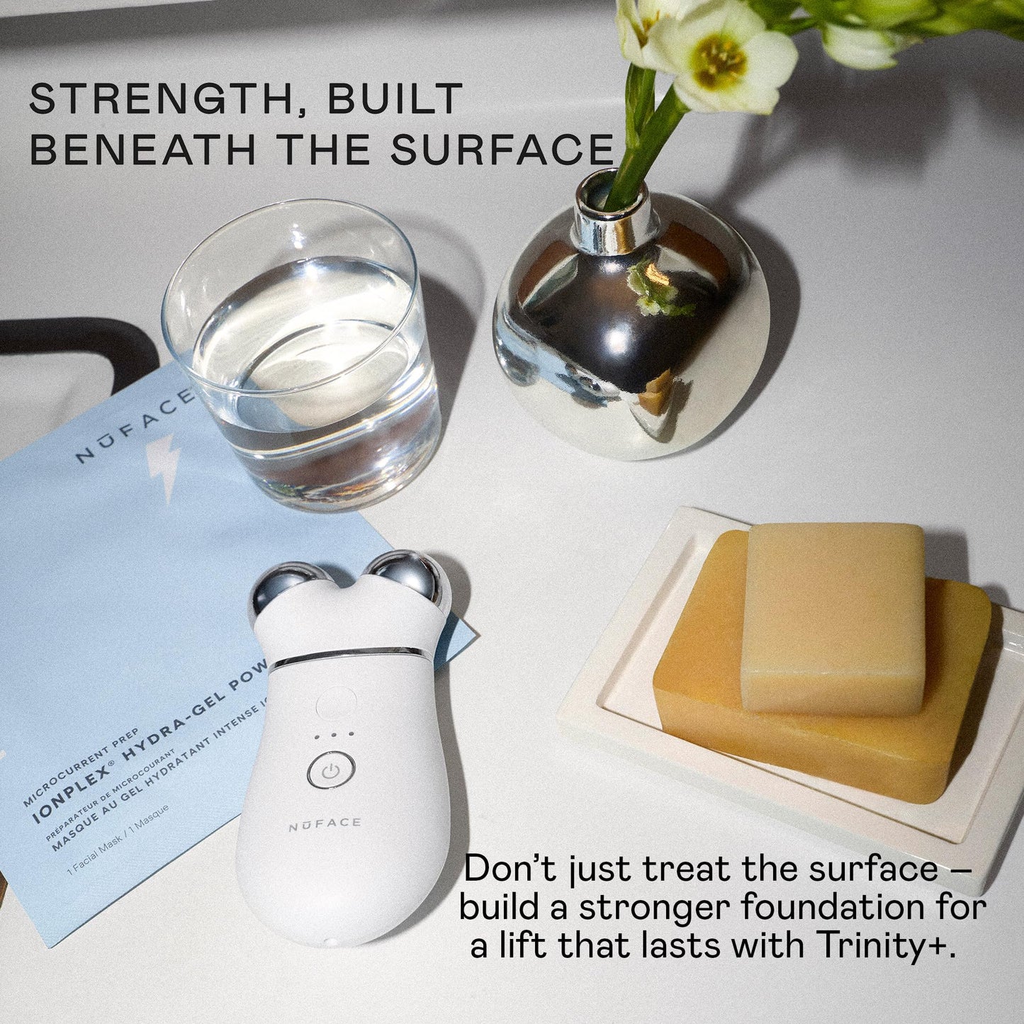 NUFACE Trinity+ Facial Massager + Lip & Eye Attachment - FDA-Cleared Face Sculpting Tool, Targeted Lift for Brows, Eyes & Lips, Reduces & Smooths Smile, Fine Lines - Microcurrent Facial Device