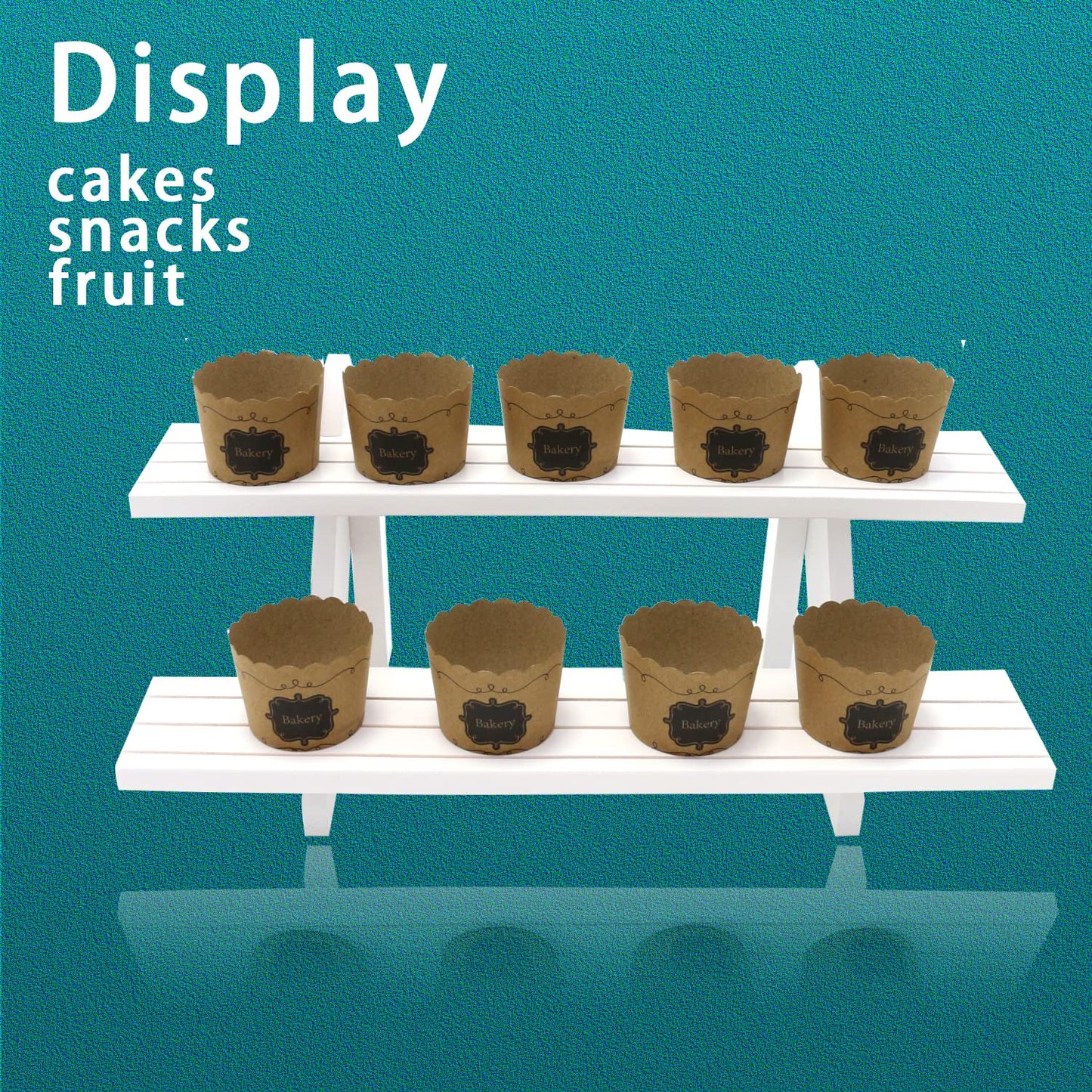 Auroal 2 Tier Earring Display Stands for Selling, Retail Display Riser Earring, Ring Holder Stand, Removable Countertop Small Merchandise Display Stand, for Figures,Cupcake, Photo (White)