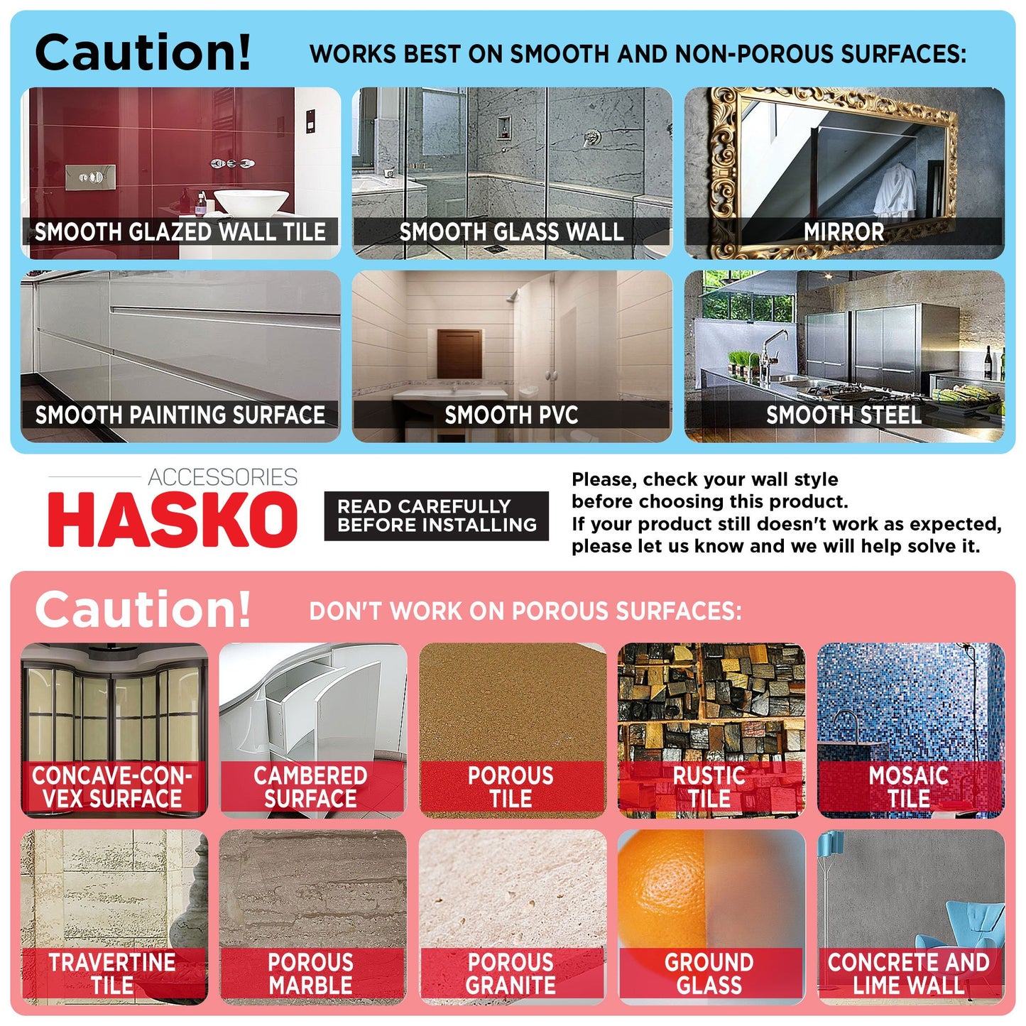 HASKO accessories - Powerful Vacuum Suction Cup Hooks - Organizer for Towel, Bathrobe and Loofah - Strong Stainless Steel Towel Hooks for Bathroom & Kitchen, Towel Hanger Storage (2 Pack)