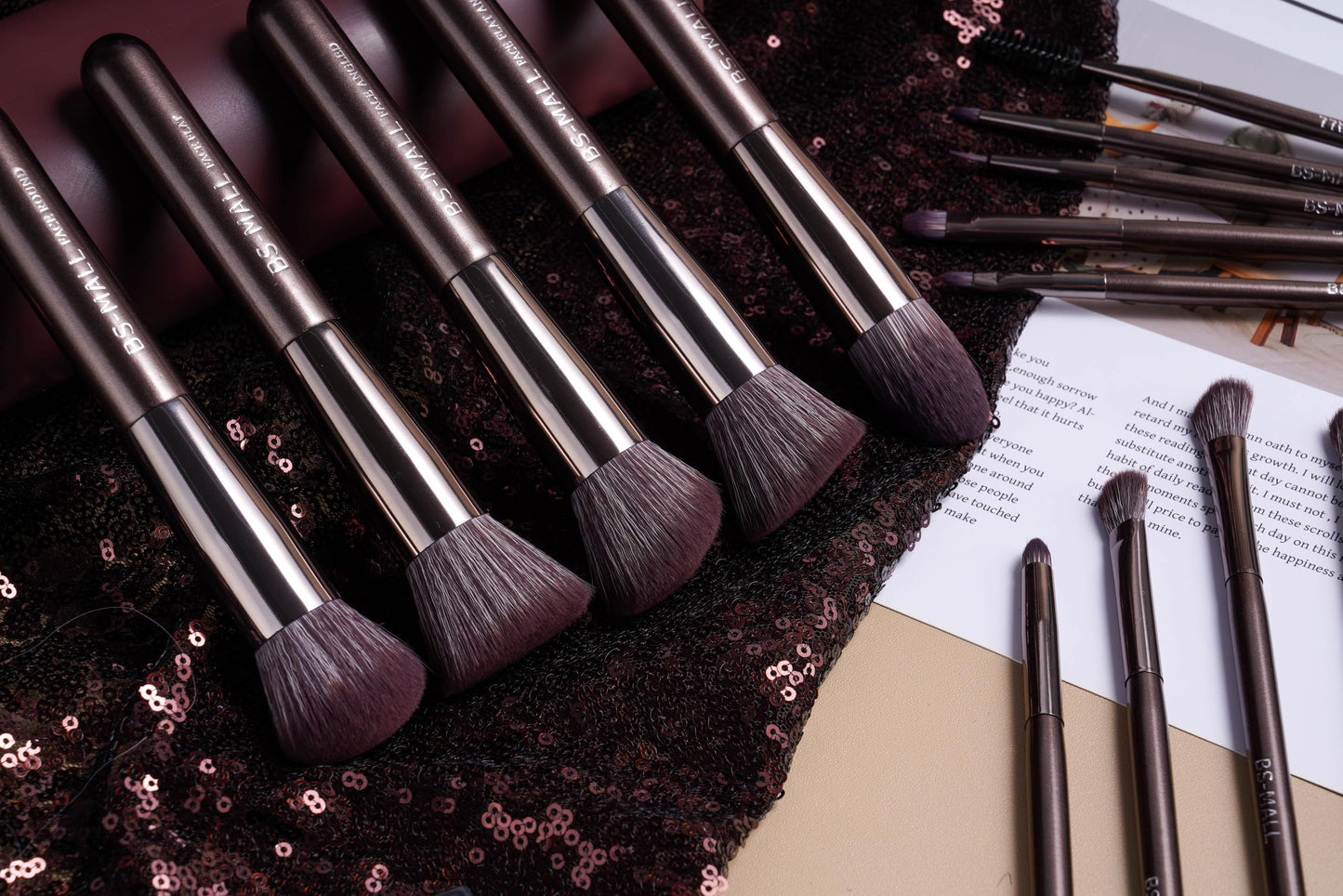 BS-MALL 14 Pcs Professional Makeup Brushes Set with Travel-friendly Case - Perfect for Eyeshadow Brush & Foundation Brush for Liquid Makeup - Gift for Daily Use & Multi Purpose Application