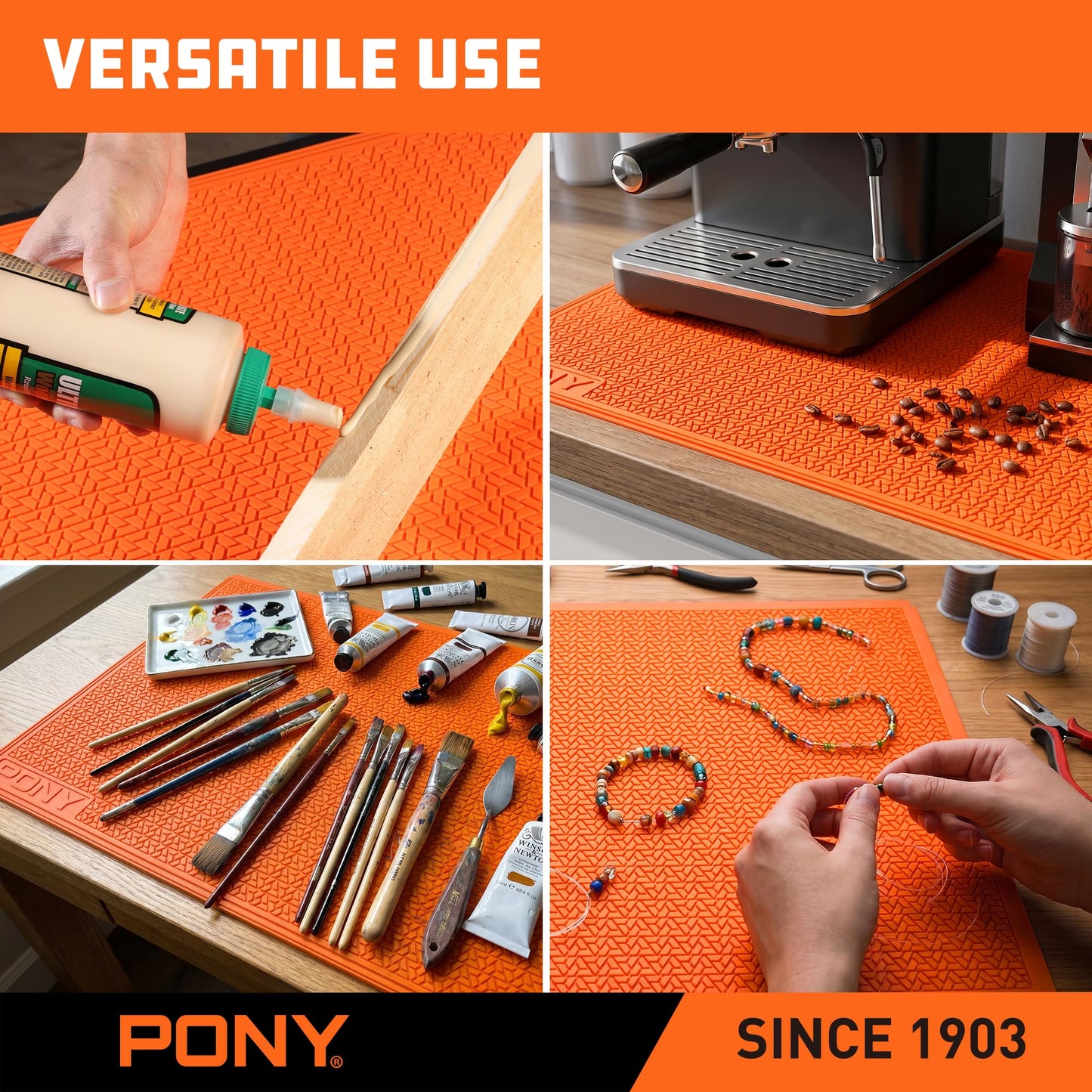 PONY Silicone Mat 28" x 23", Heavy Duty Non-Stick Heat Resistant Pad