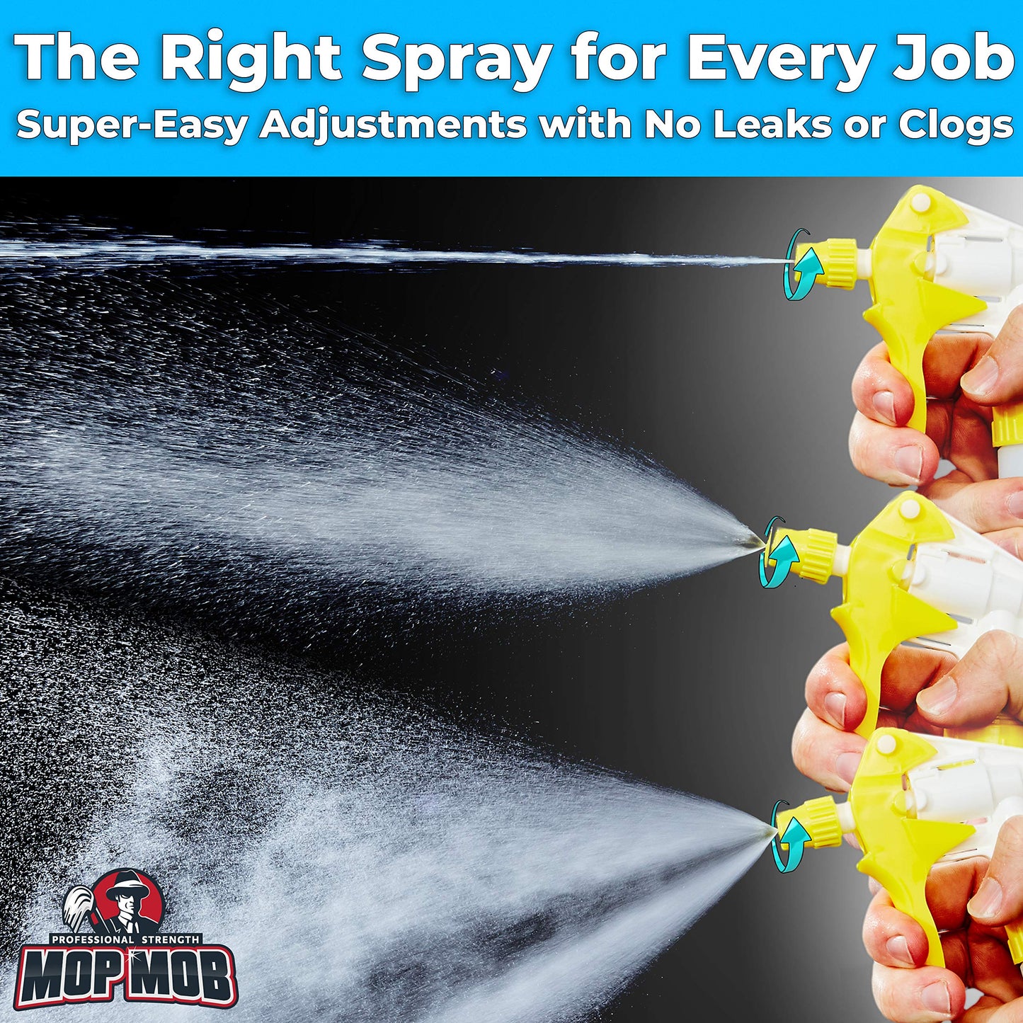 Leak-Free, Chemical Resistant Spray Head 5 Pk Industrial Spray Heads Only (No Bottles) for Auto/Car Detailing, Window Cleaning and Janitorial Supply. Heavy Duty Low-Fatigue Trigger and Nozzle.