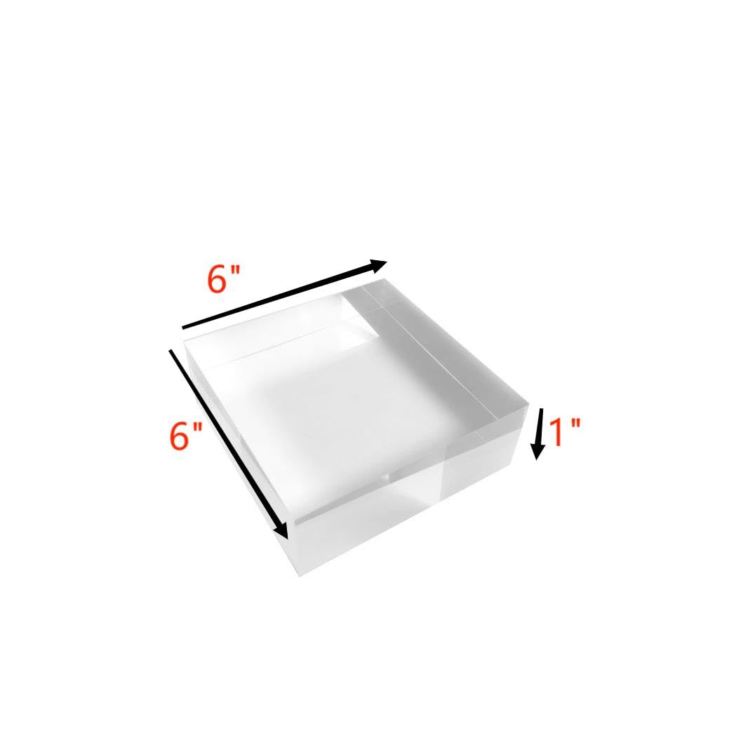 RY DISPLAY 1X6X6 Clear Polished Acrylic Cube Acrylic Square Display Block Acrylic Jewelry Display Stand Ring Showcase Display Holder