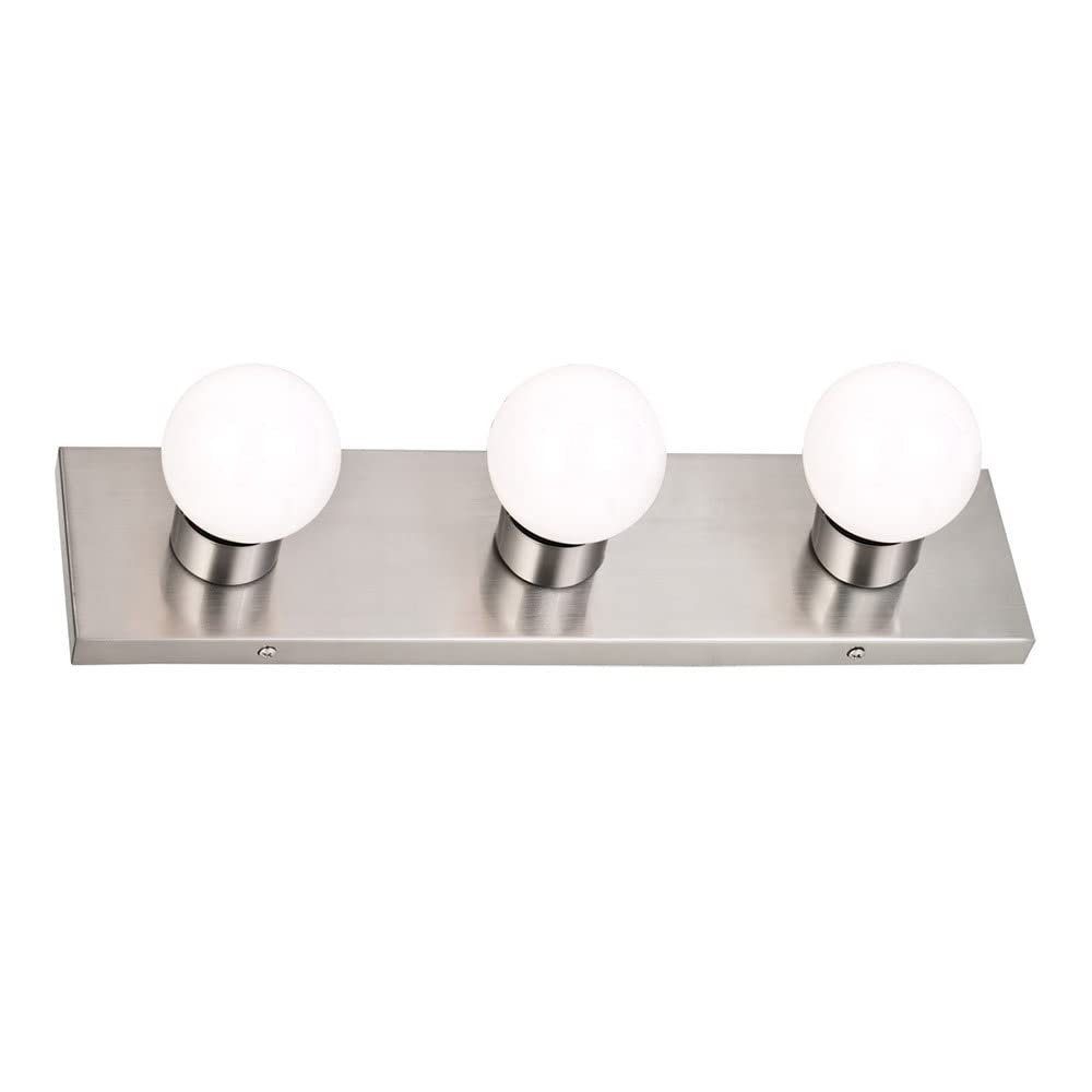 Design House 519280 Contemporary 3-Light Indoor Vanity Light Dimmable for Bathroom Bedroom Vanity Makeup, Satin Nickel