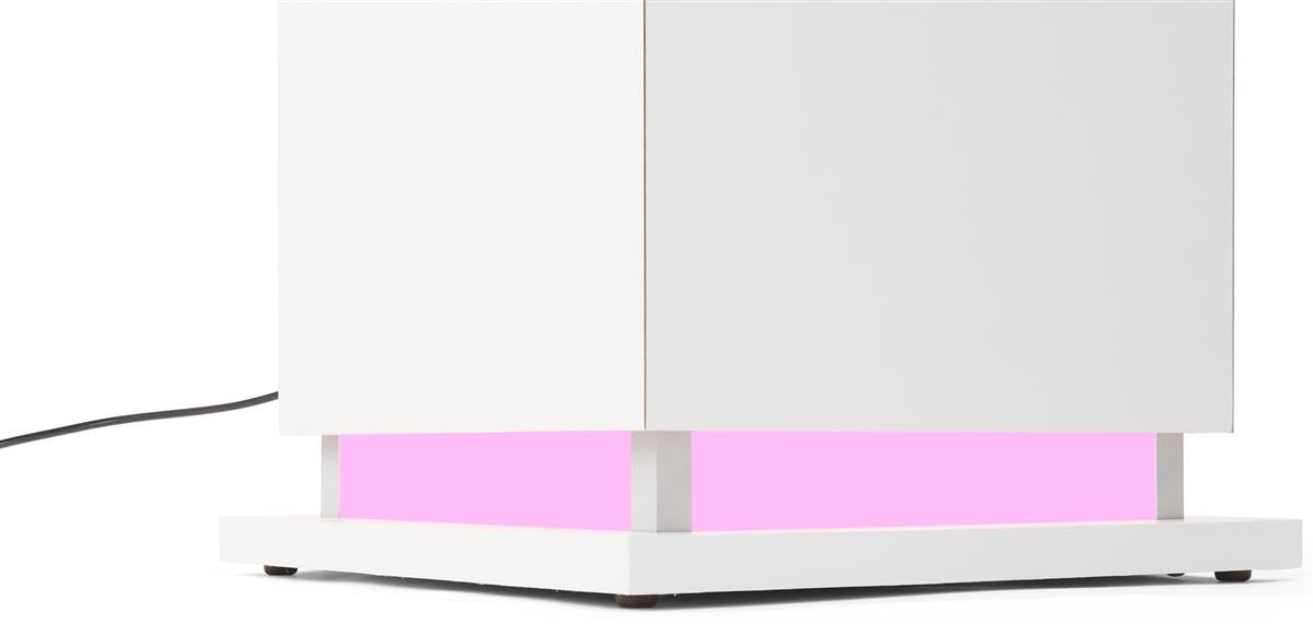 Displays2go Pedestal Display Case with Ambient LED Lighting and Clear Acrylic Top (PEDLEDWH2)