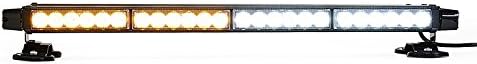26.5" Amber white 54 LED Automotive Rooftop Beacon Emergency Warning Flashing Snow Plow Light Bar Strobe Light Traffic Advisor For Tow Work Truck with Magnetic Base Double Side
