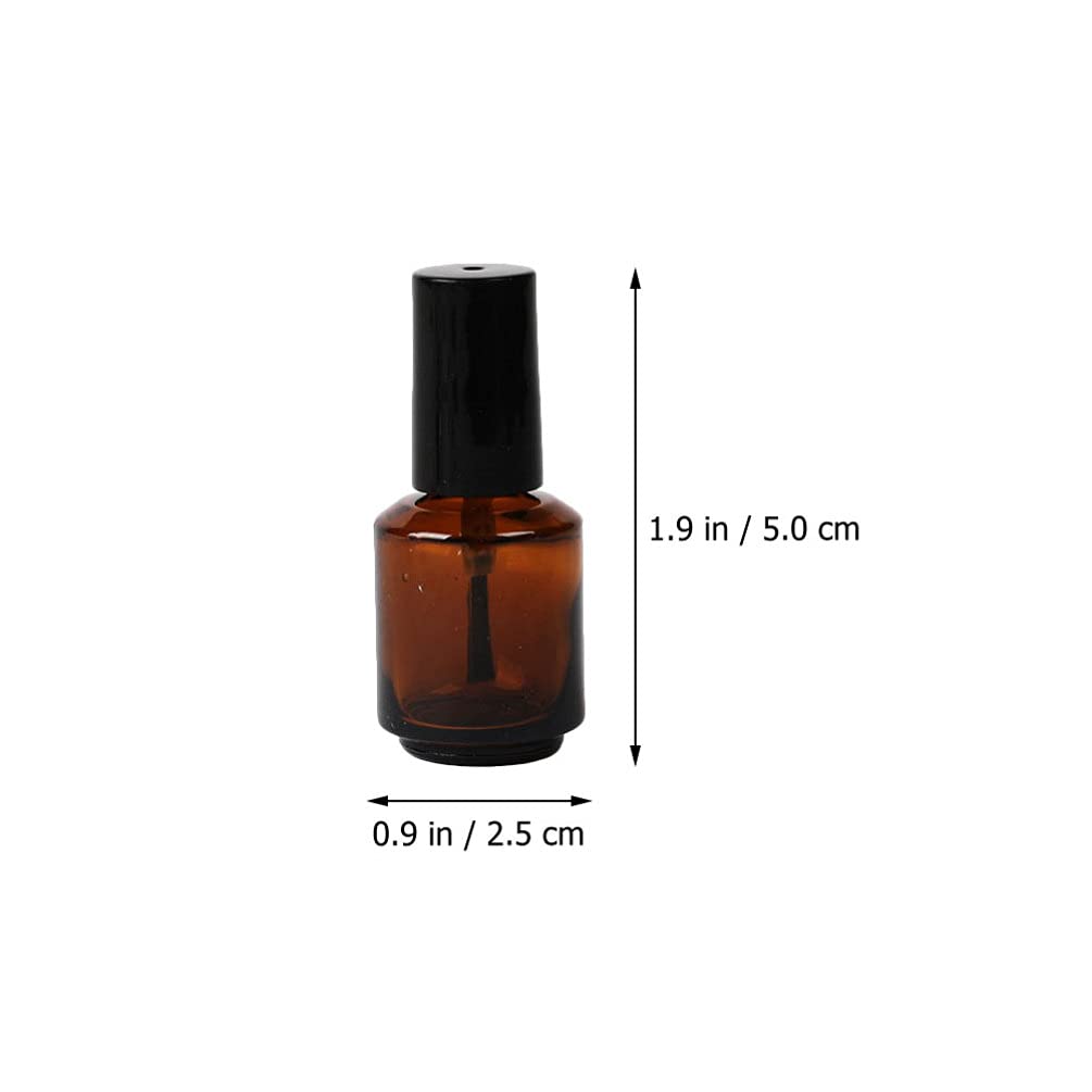 Beaupretty Empty Nail Polish Bottles: 15Pcs Amber Bottle with Brush - Refillable Glass Vials for Diy Nail Art and Cosmetic Liquid Storage 8ML