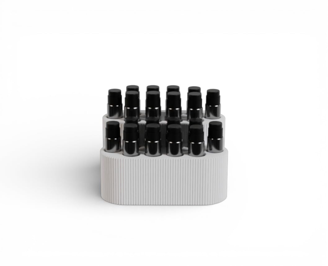 Gallery of Drip Perfume Sample Organizer for Vanity – 2 Tier Fragrance Storage for Mini Perfume Vials, Makeup & Skincare Organizer for Bathroom Counter or Desk, Gift for Her (White)