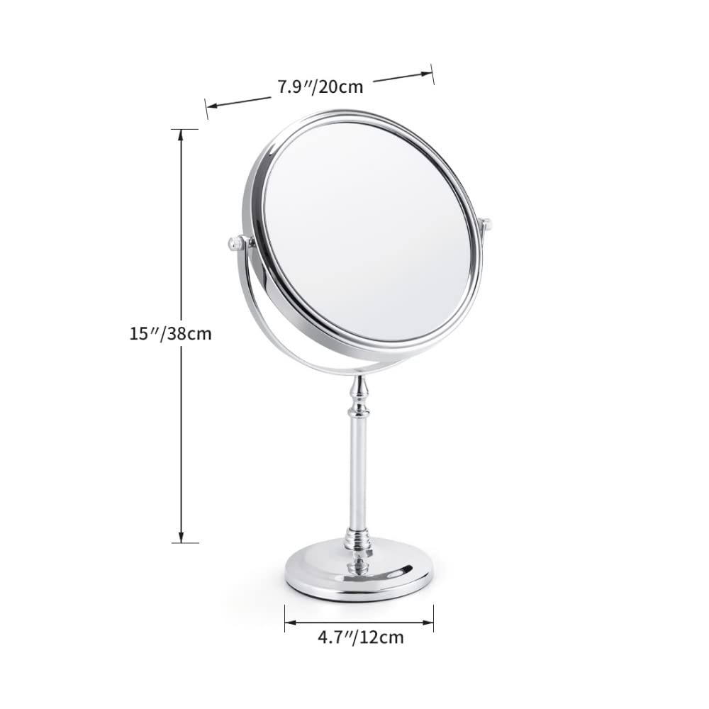 BeiHCain 8-Inch Desktop Double Sided 10X and 1X Magnifying Makeup Mirror, 360 Swiveling for Make-up, Shaving, Facial Care