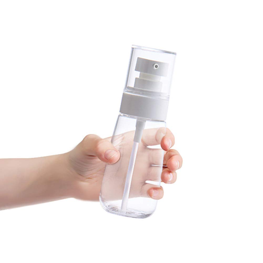 JOSALINAS 4PCS Airless Pump Bottle 3.4oz/100ml Plastic Empty Clear Refillable Travel Container Dispenser for Lotion Creams foundation