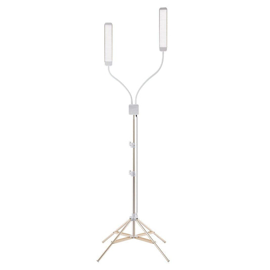 GLAMCOR Revolution X Portable LED Lighting Kit for Beauty and Skincare | HD 5600K Lighting | Dual-Length arms for Precise Positioning (White/Gold)