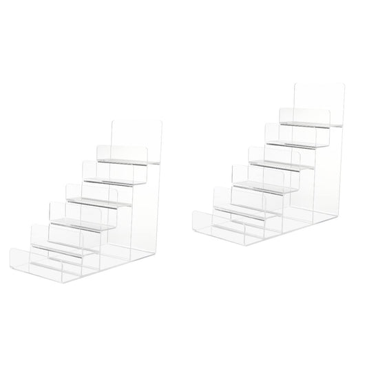 DOITOOL 2Pack 6- Tier Acrylic Wallet Display Stand Holder, Clear Handbag Purse Display Stand Jewelry Display Riser Purse Handbag Organizer