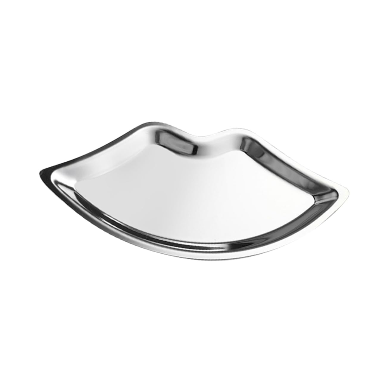 SOESFOUFU Stainless Steel Lip Shaped Jewelry Tray Elegant Metal Display Plate for Accessories Cosmetics and Jewelry Storage Silver