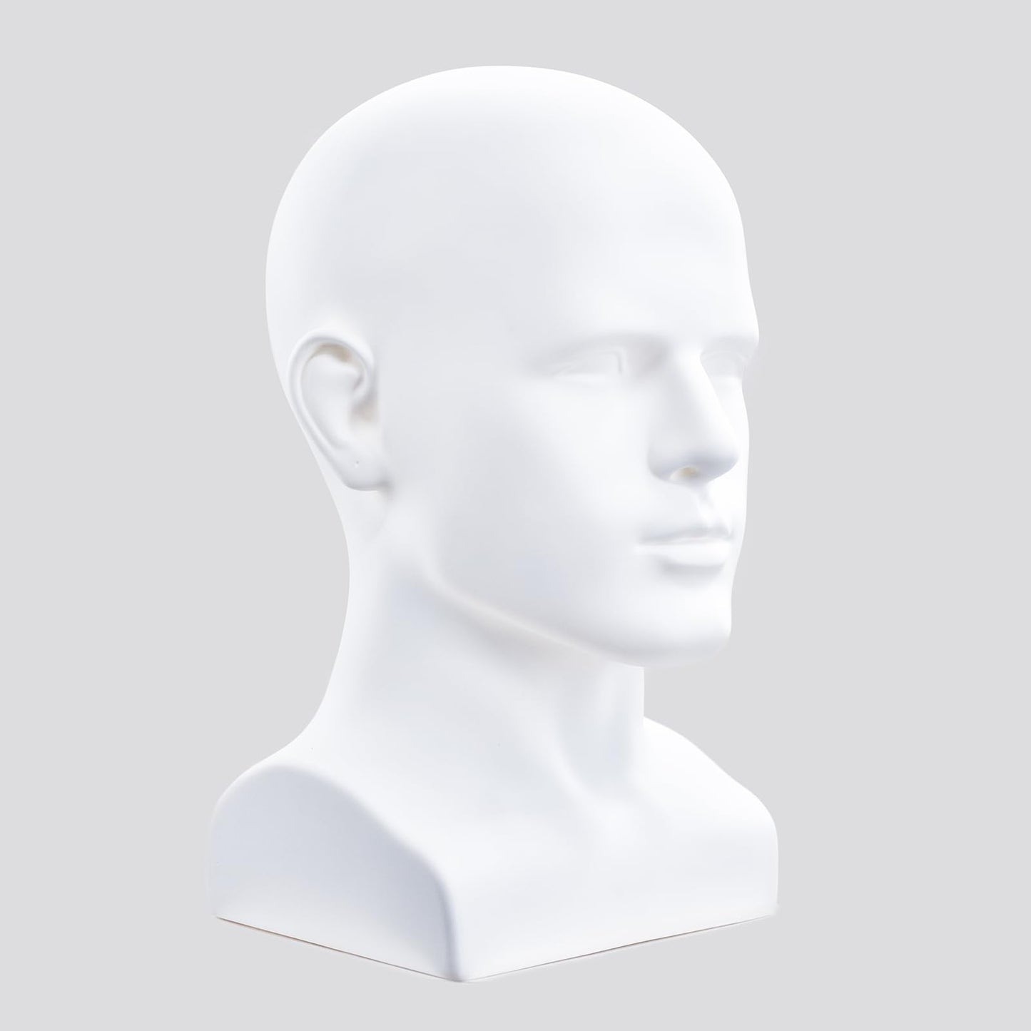 MIAOMANZI PVC Mannequin Head Black Male Manikin Dummy Stand Model Display Hat Scarf Wigs Hair Glasses Hat Beauty Styling Tool (Matte white)