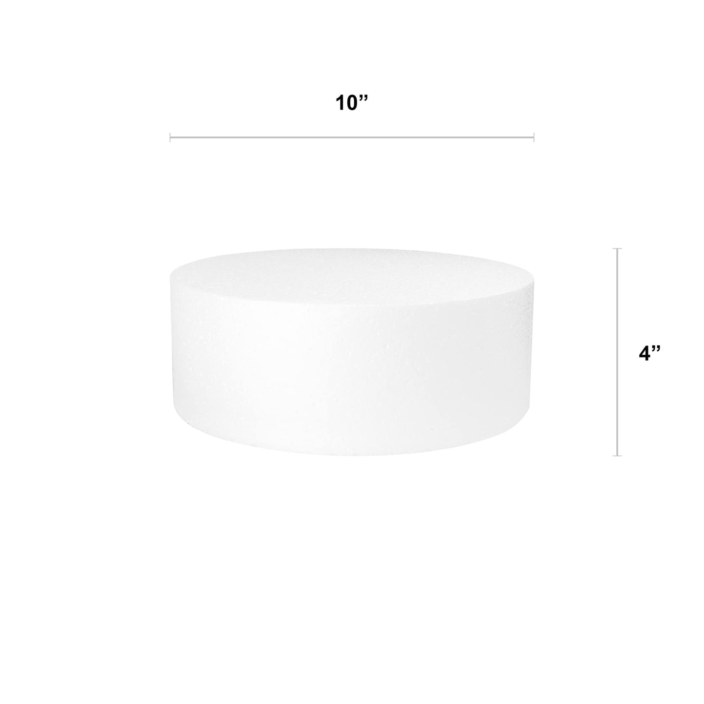 O'CREME Polystyrene Dummy Cake Decorating Display for Baked Goods Bakery Supplies Round Shape (10” Diameter x 4” High)