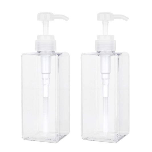 Pump Bottle, Refillable Plastic Empty Lotion Soap Dispenser Liquid Container for Bathroom Shampoo and Body Wash, 22oz/650ml Clear 2 Pack