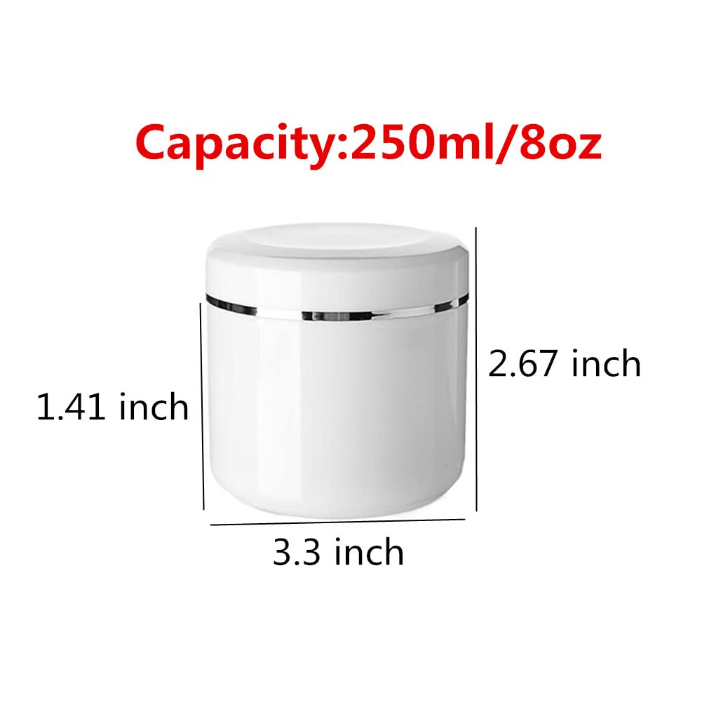 Plastic Empty Cosmetic Containers with Lid, Portable 8 Oz 250ml Refillable Make-up Face Cream Jars Case for Body Scrub Mask Lotion Storage Pot (8 Pack White)