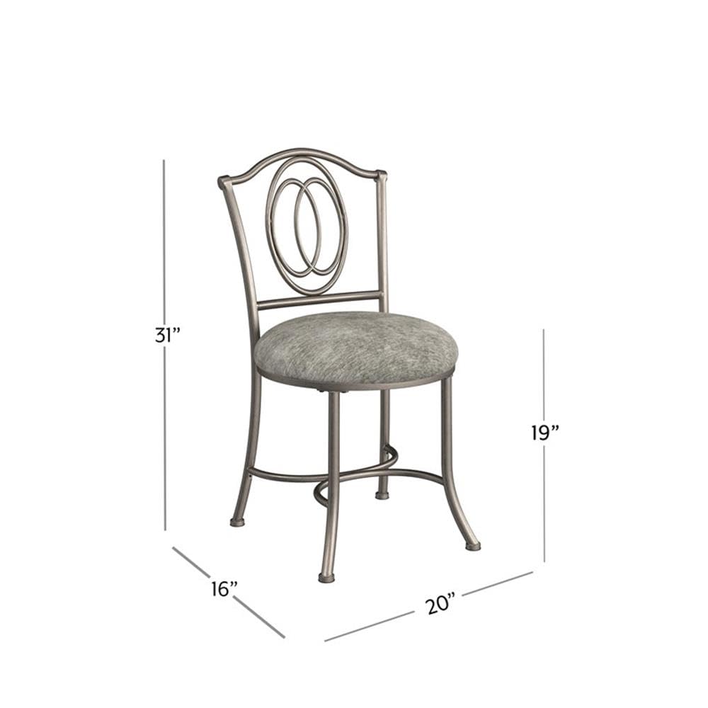 Hillsdale Emerson Metal Vanity Stool, Silver, 51053A