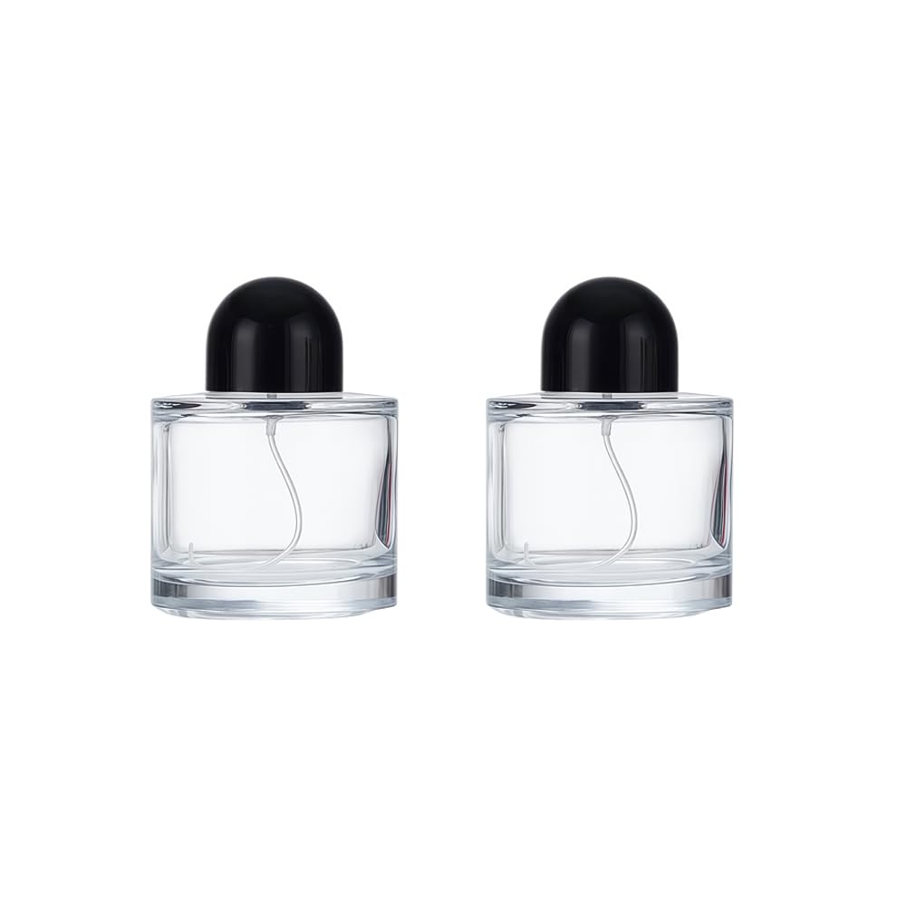 YORROR 2 Pcs Round Clear Glass Perfume Atomizer,100ml Empty Refillable Perfume Spray Bottle for Men and Women,Portable Fragrance Fine Mist Spray Bottle Dispenser for Travel